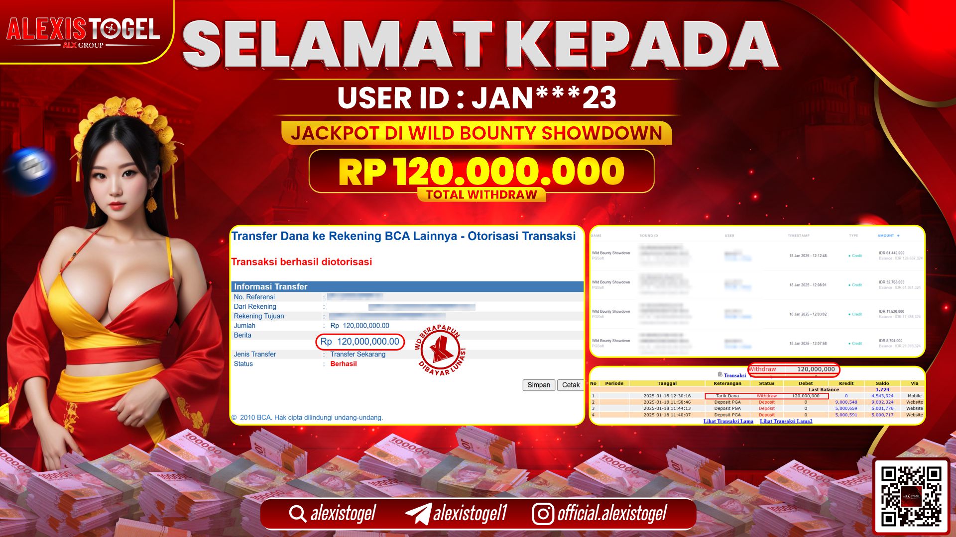 ALEXISTOGEL di SLOT WILD BOUNTY RP.120.000.000 LUNAS