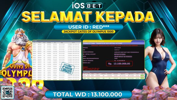 Bukti Pembayaran LUNAS SLOT GAMES GACOR Rp. 13.100.000,-