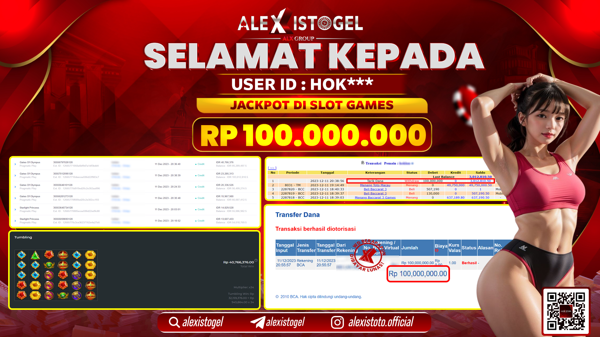 ALEXISTOGEL JACKPOT SLOT GAMES RP. 100.000.000 LUNAS