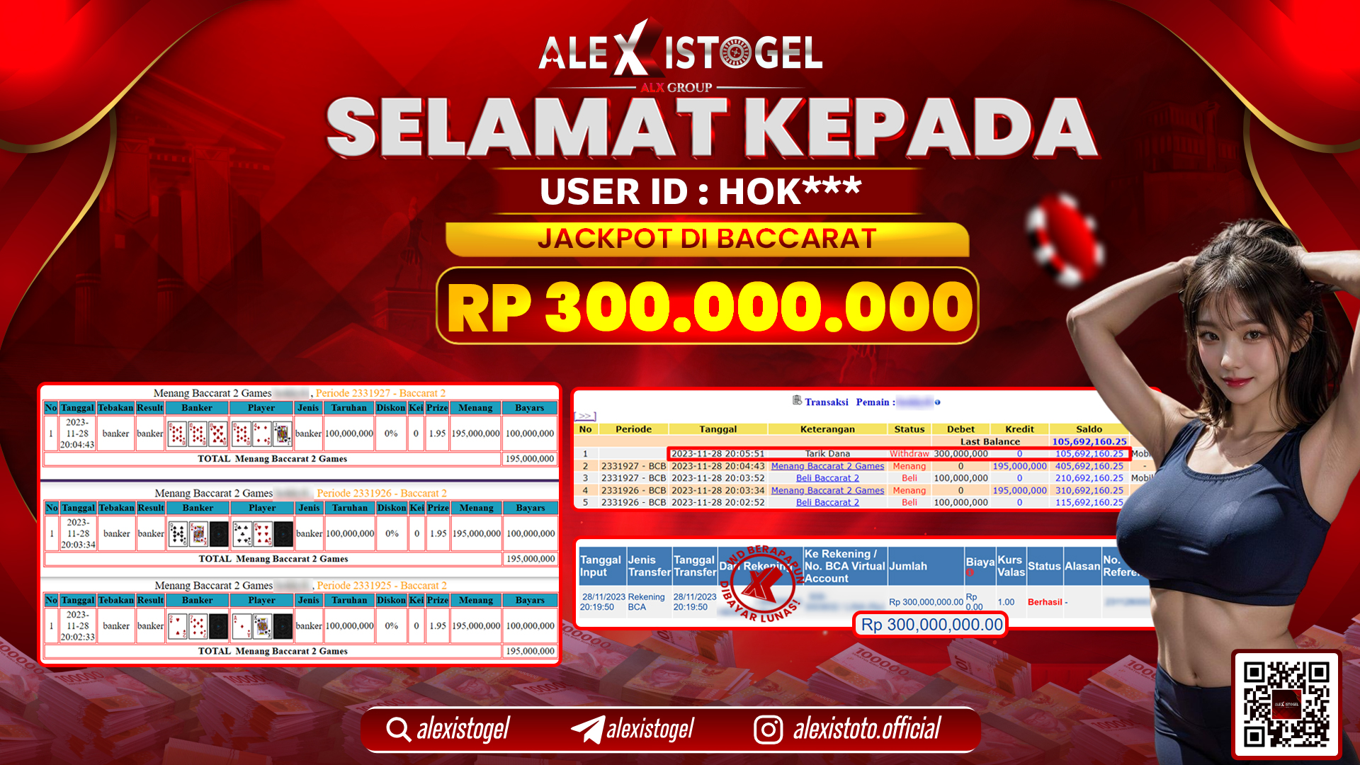 ALEXISTOGEL JACKPOT BACCARAT RP. 300.000.000 LUNAS