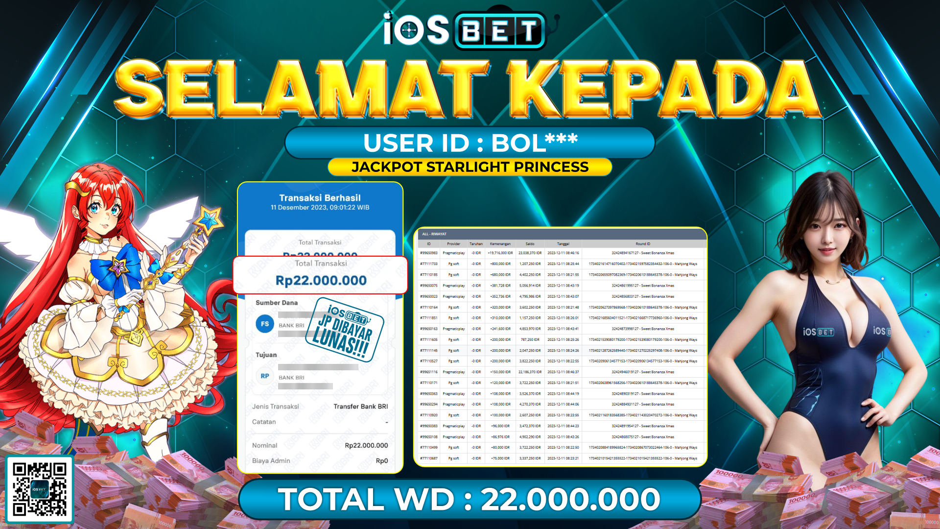 Bukti Pembayaran LUNAS SLOT GAMES GACOR Rp.22.000.000,-
