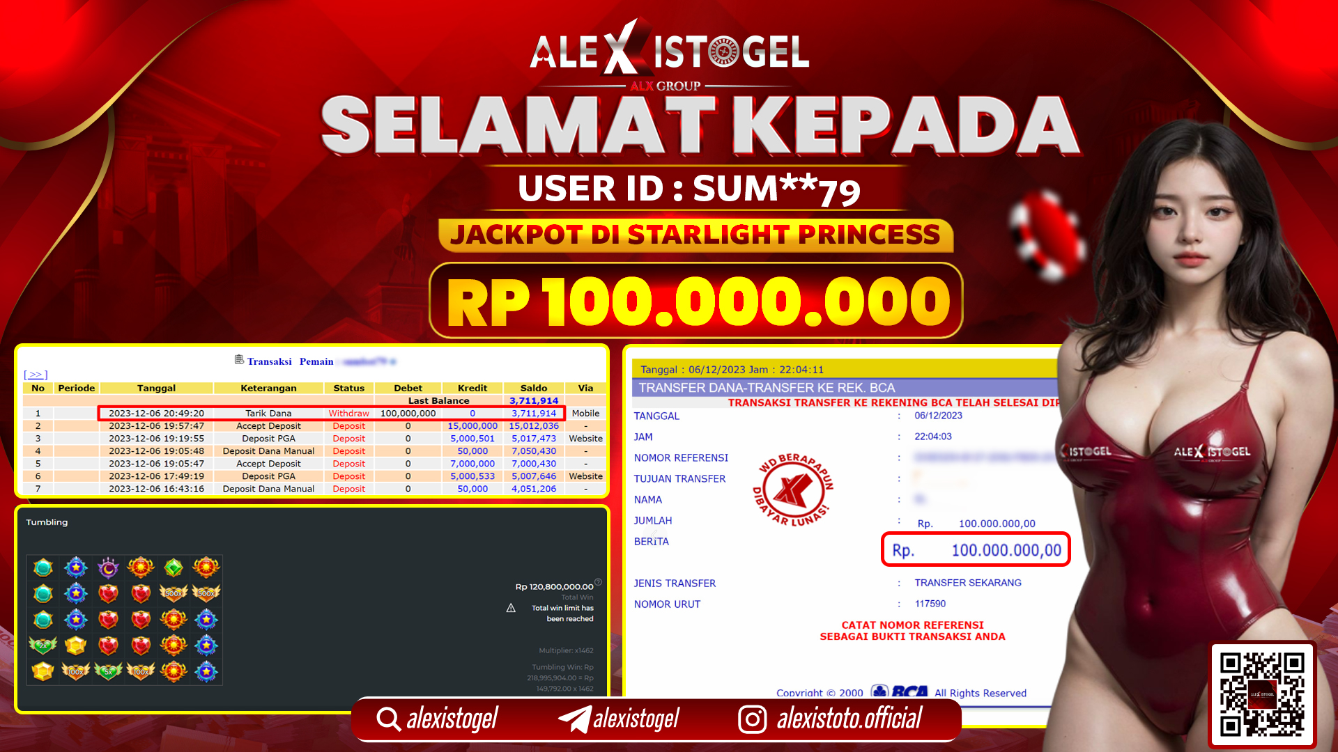 ALEXISTOGEL JACKPOT STARLIGHT PRINCESS RP. 100.000.000 LUNAS
