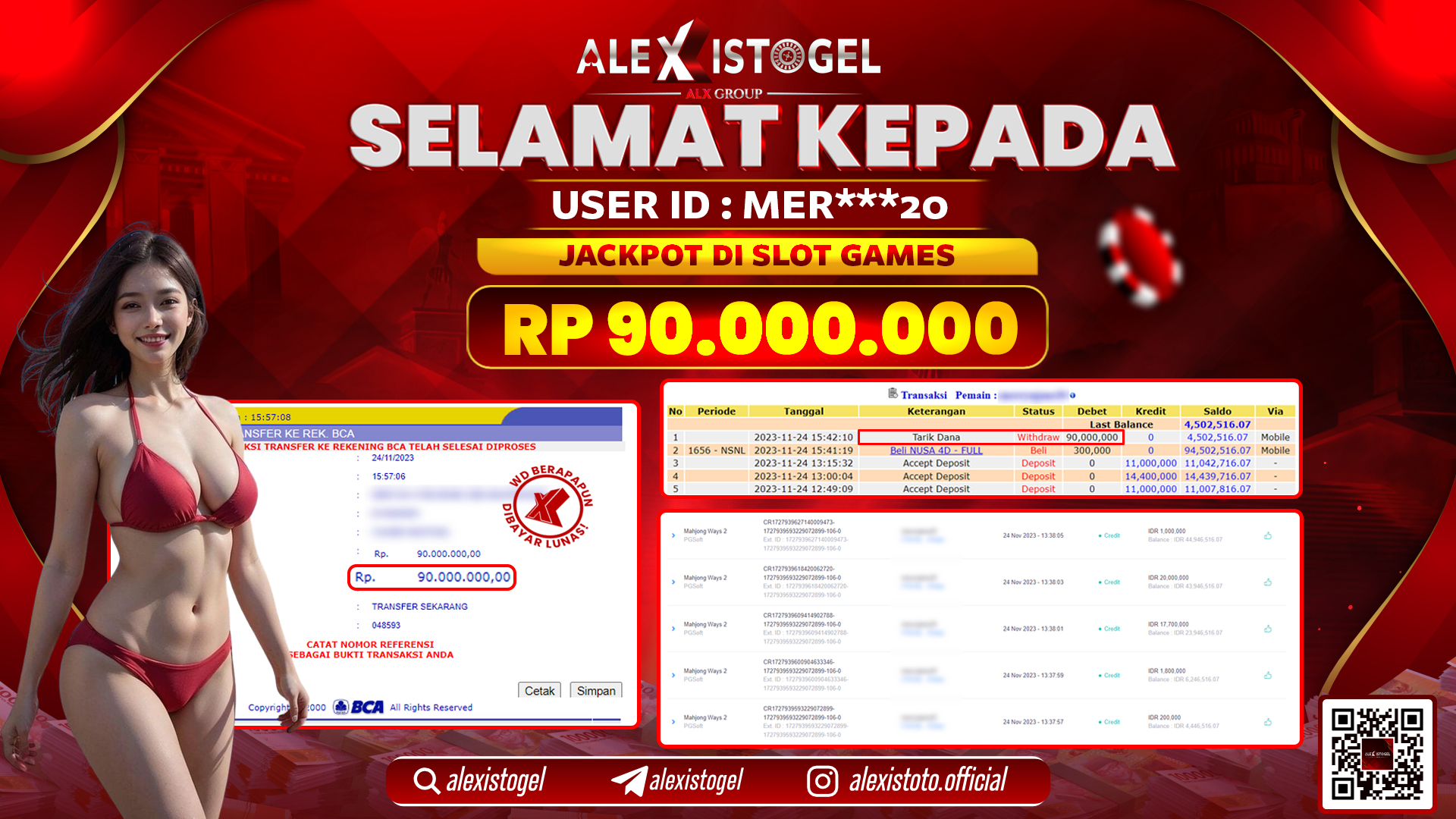 ALEXISTOGEL JACKPOT SLOT GAMES RP. 90.000.000 LUNAS
