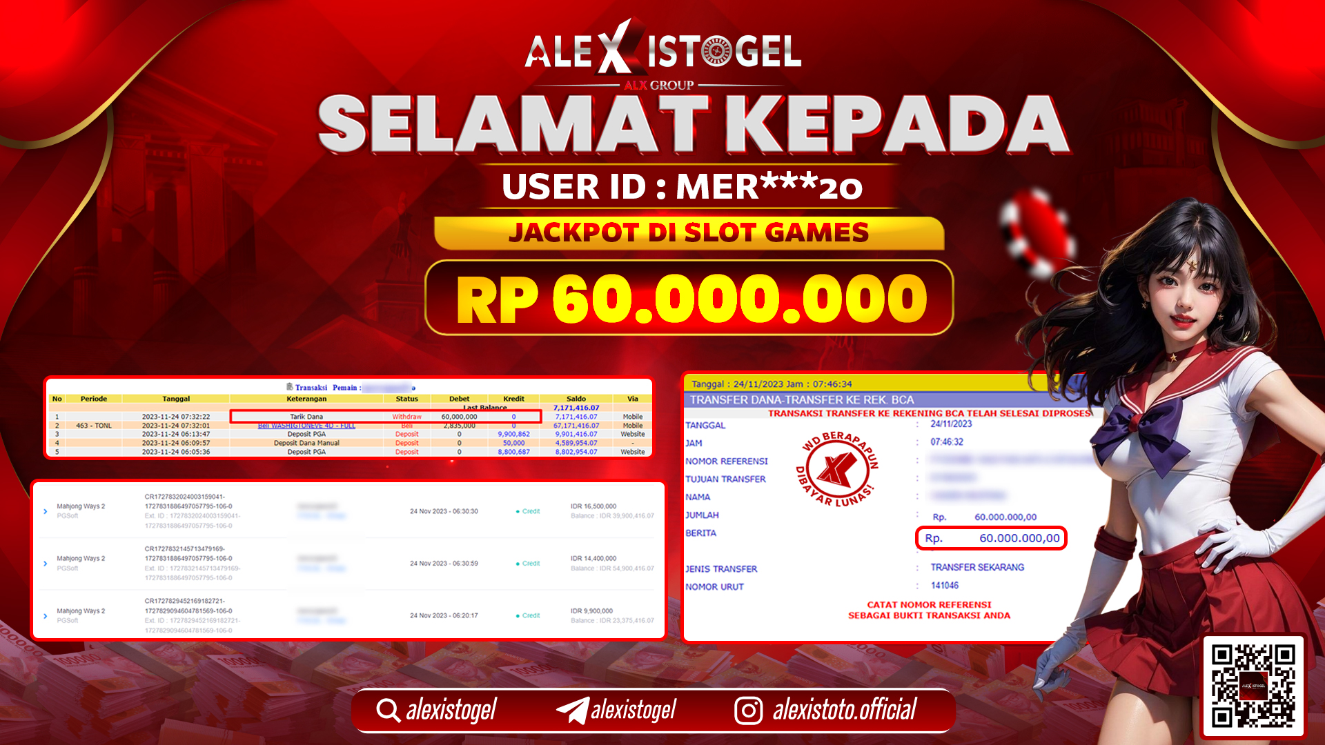 ALEXISTOGEL JACKPOT SLOT GAMES RP. 70.000.000 LUNAS
