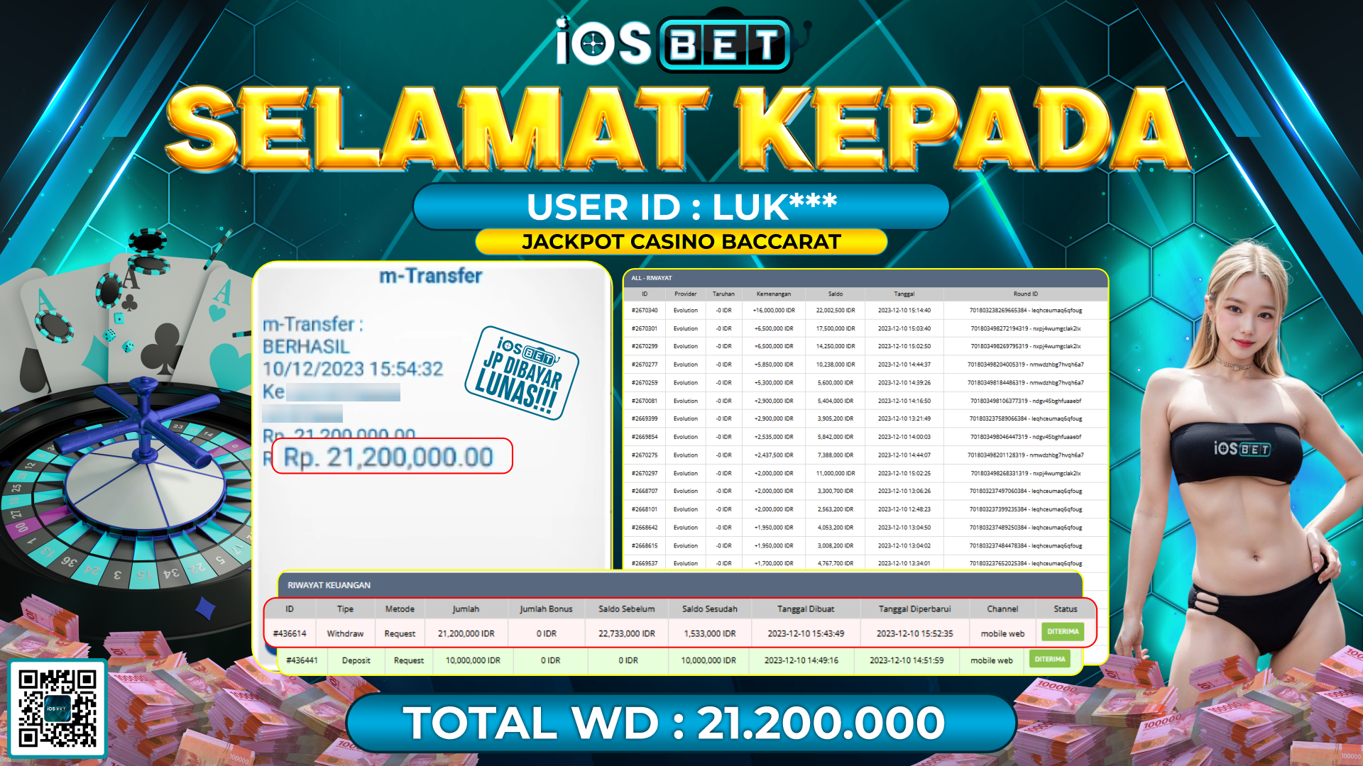 Bukti Pembayaran LUNAS LIVE GAMES GACOR Rp. 21.200.000,-