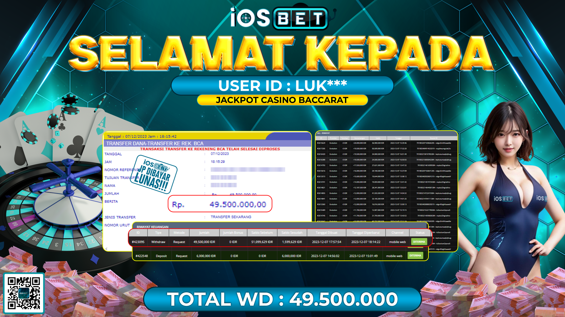 Bukti Pembayaran LUNAS LIVE GAMES GACOR Rp. 49.500.000,-