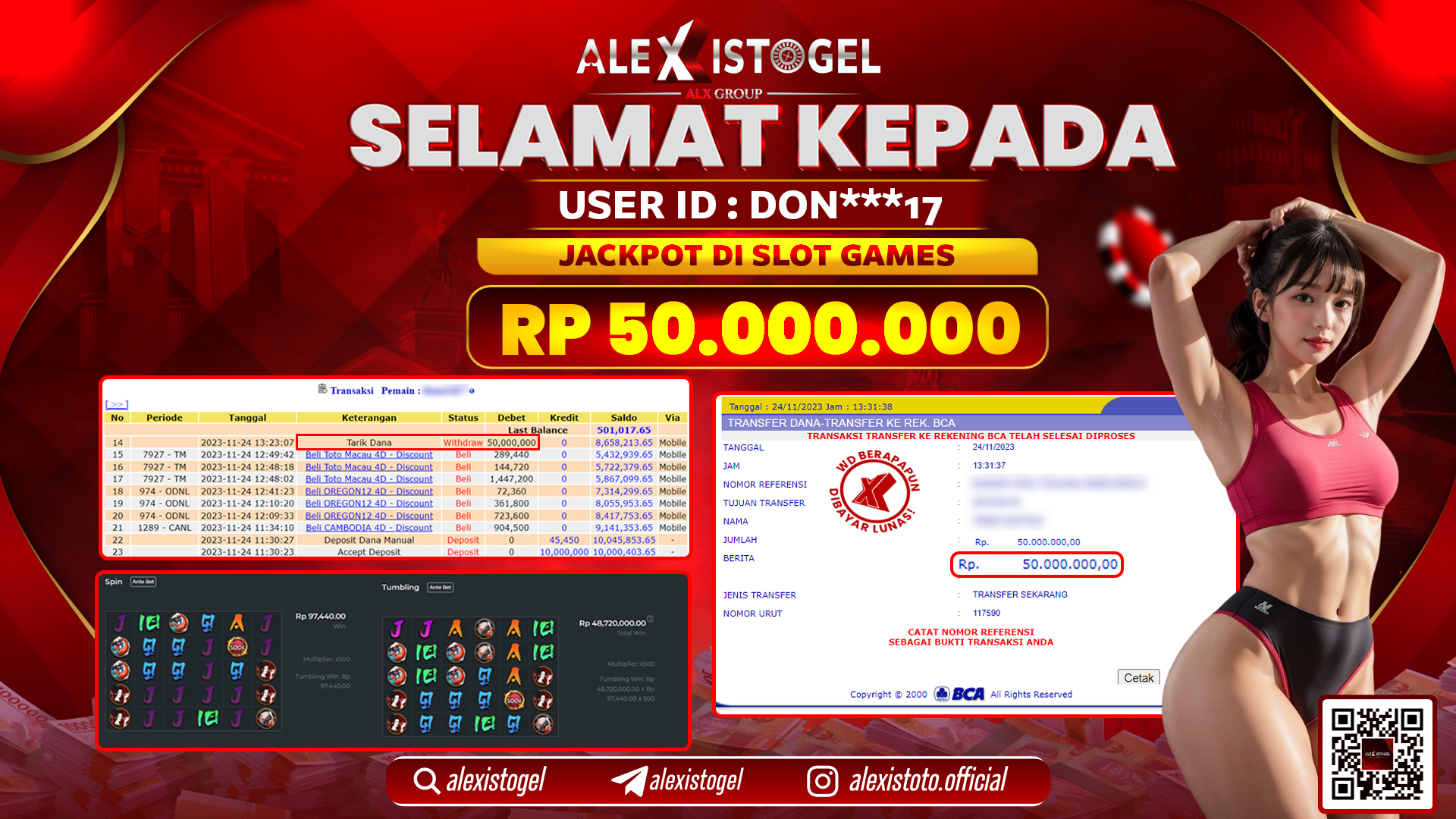 ALEXISTOGEL JACKPOT SLOT GAMES RP. 50.000.000 LUNAS