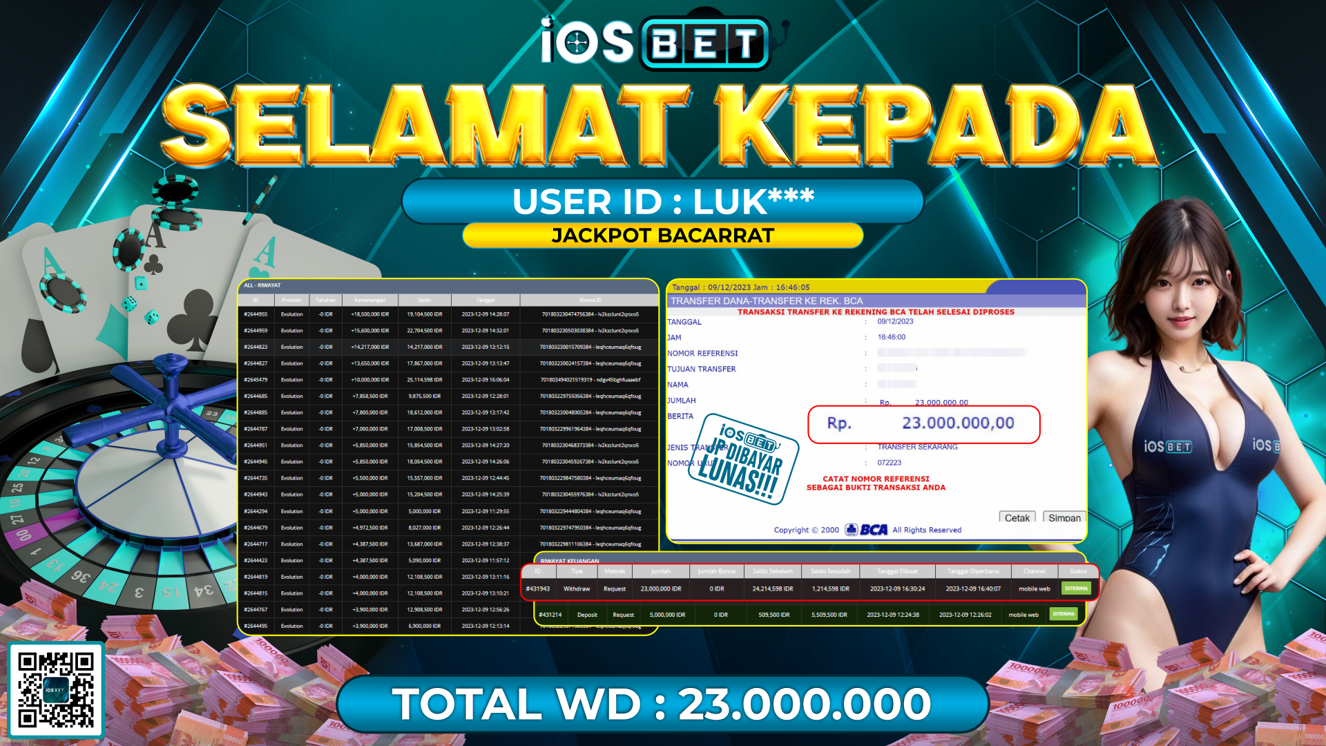 Bukti Pembayaran LUNAS LIVE GAMES GACOR Rp. 23.000.000,-