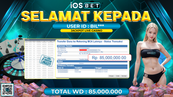 Bukti Pembayaran LUNAS LIVE GAMES GACOR Rp. 85.000.000,-