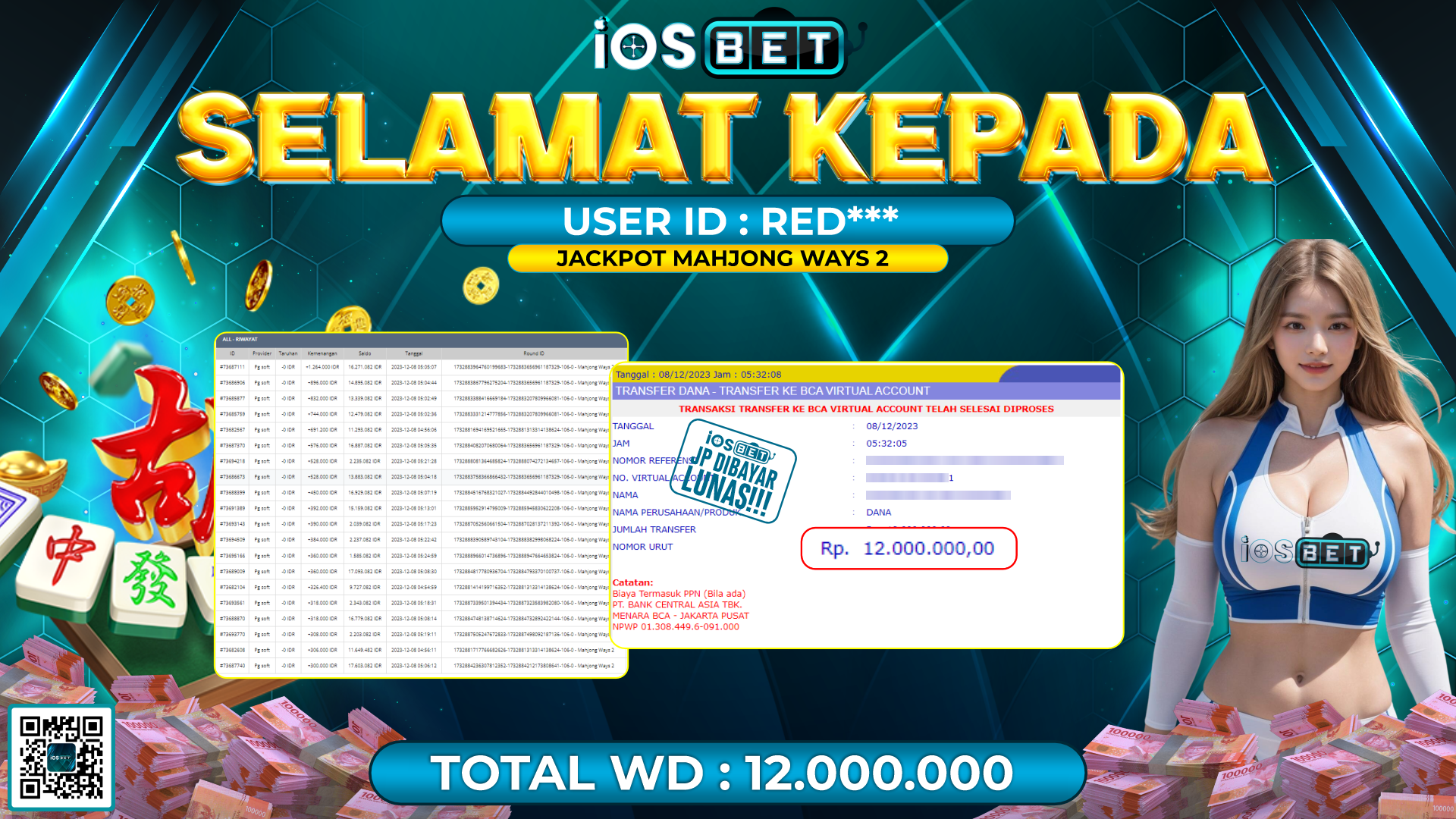Bukti Pembayaran LUNAS SLOT GAMES GACOR Rp. 12.000.000,-