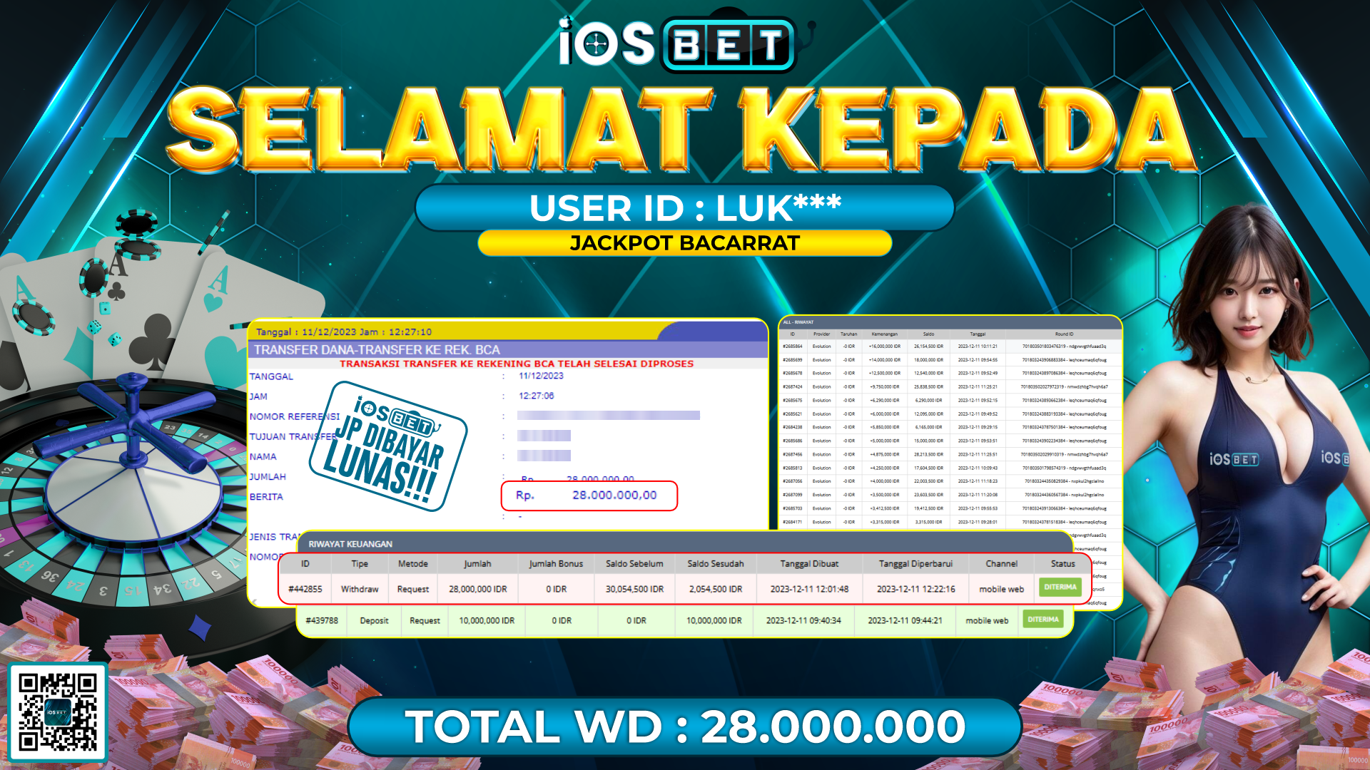 Bukti Pembayaran LUNAS LIVE GAMES GACOR Rp.28.000.000,-