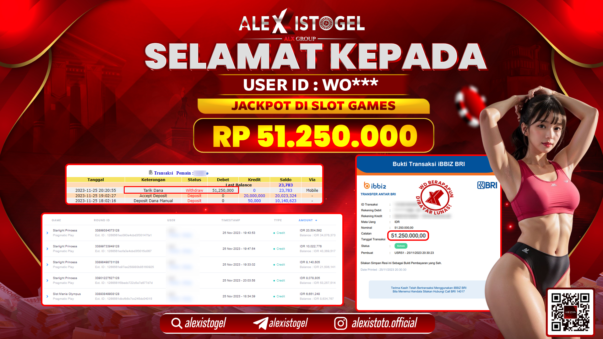 ALEXISTOGEL JACKPOT SLOT GAMES RP. 51.250.000 LUNAS