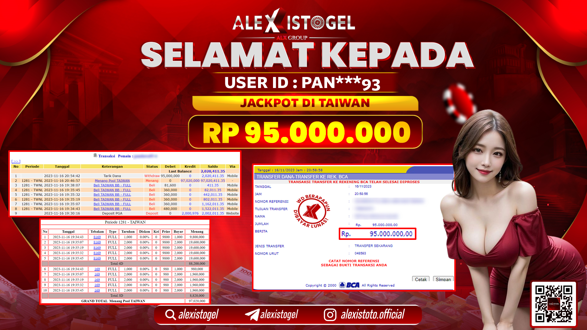 ALEXISTOGEL JACKPOT TOTO TAIWAN RP. 80.000.000 LUNAS