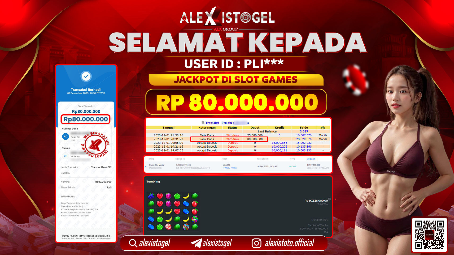 ALEXISTOGEL JACKPOT SLOT GAMES RP. 80.000.000 LUNAS