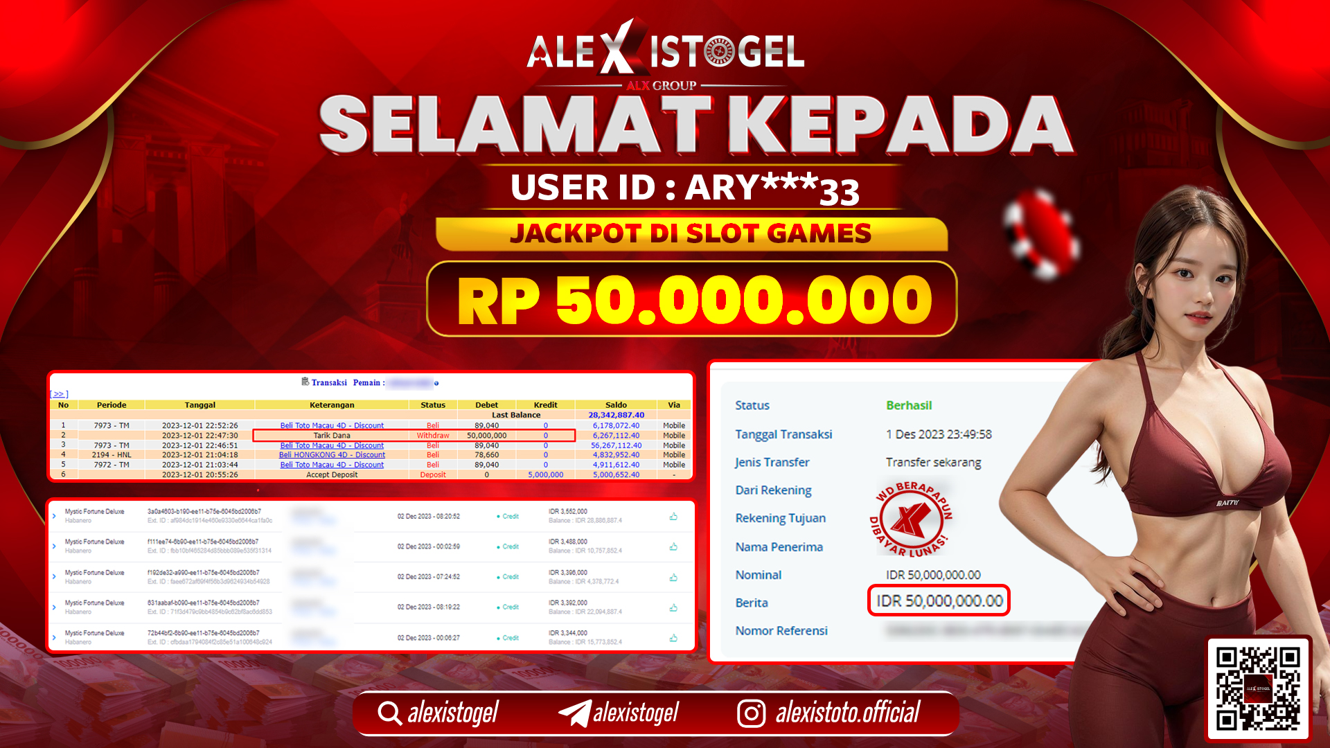 ALEXISTOGEL JACKPOT SLOT GAMES RP. 50.000.000 LUNAS