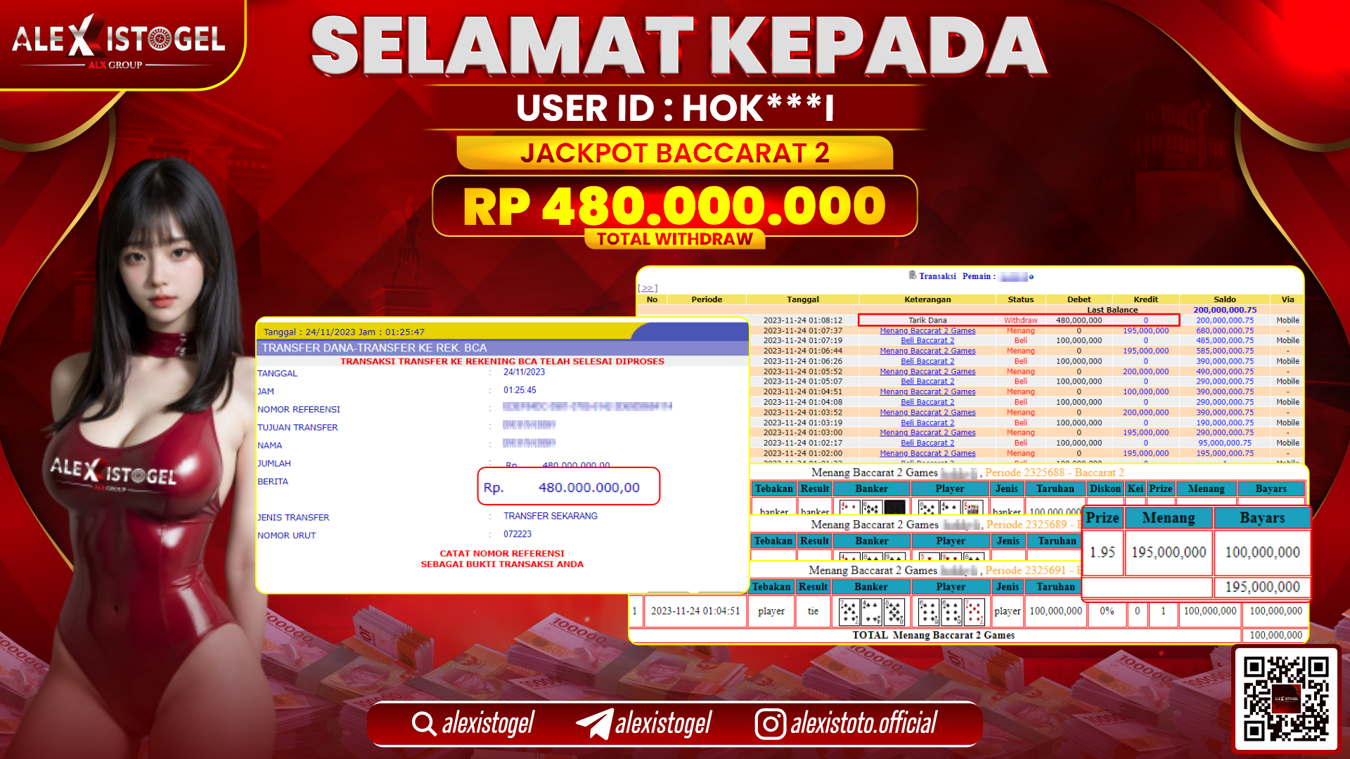 ALEXISTOGEL JACKPOT BACCARAT RP. 480.000.000 LUNAS