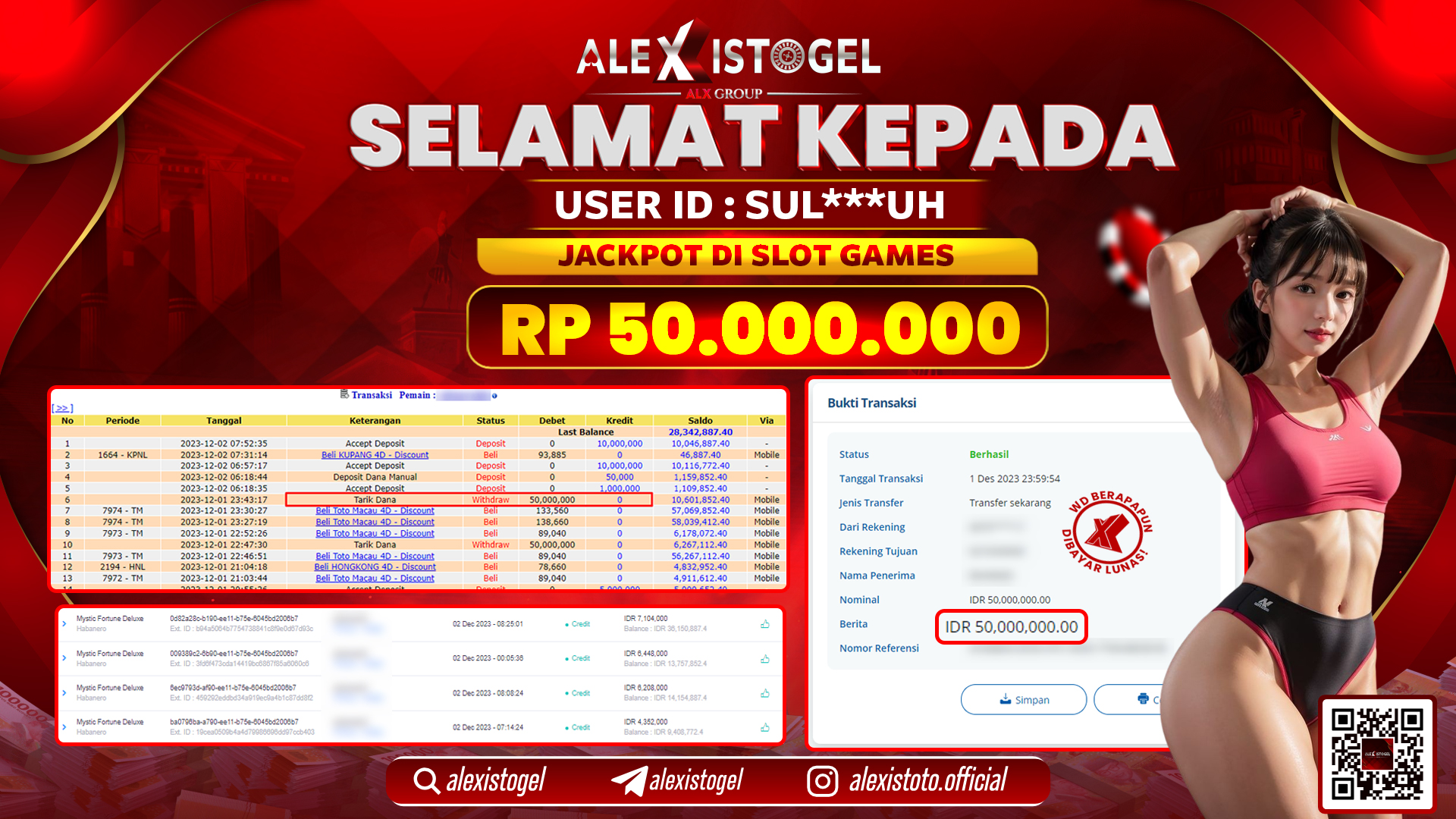 ALEXISTOGEL JACKPOT SLOT GAMES RP. 50.000.000 LUNAS