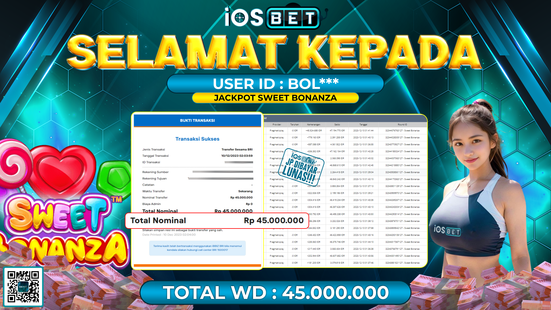 Bukti Pembayaran LUNAS SLOT GAMES GACOR Rp. 45.000.000,-