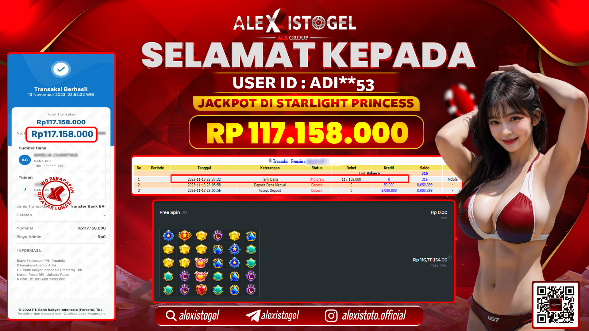 ALEXISTOGEL JACKPOT SLOT GAMES RP. 117.158.000 LUNAS