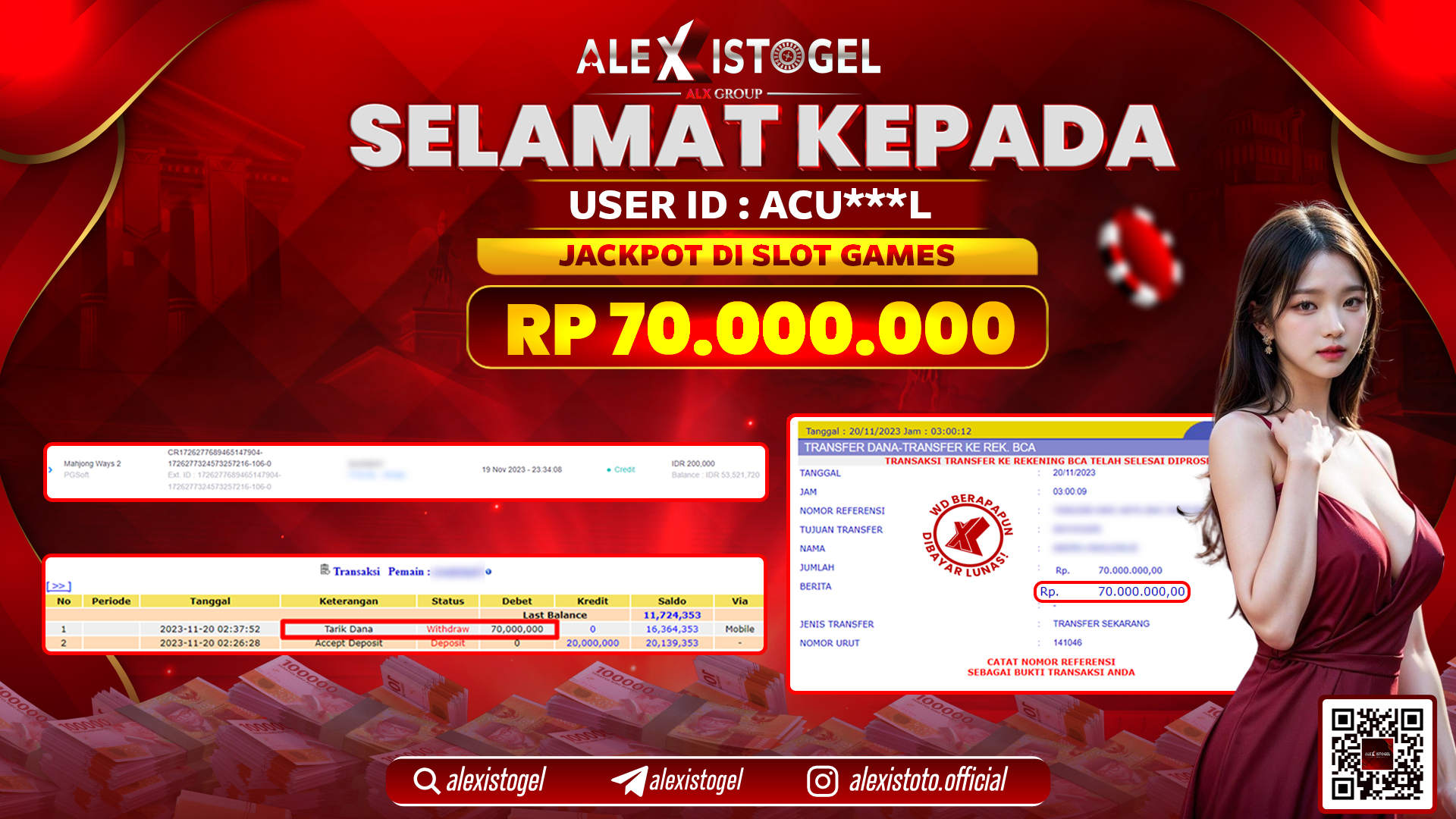 ALEXISTOGEL JACKPOT SLOT GAMES RP. 70.000.000 LUNAS
