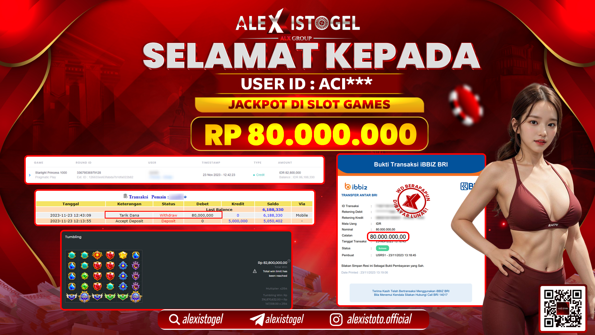ALEXISTOGEL JACKPOT SLOT GAMES RP. 80.000.000 LUNAS