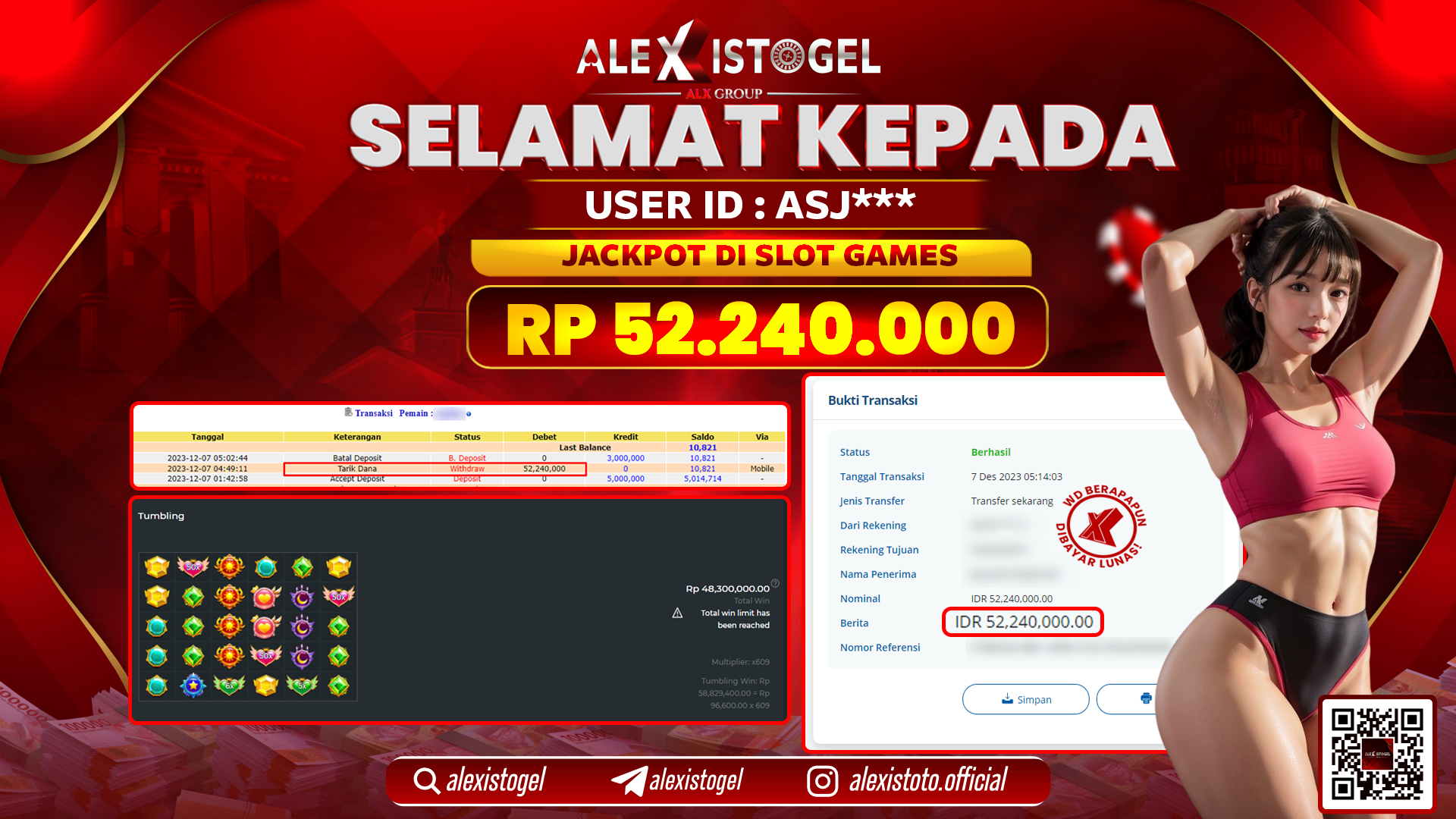 ALEXISTOGEL JACKPOT SLOT GAMES RP. 240.000.000 LUNAS
