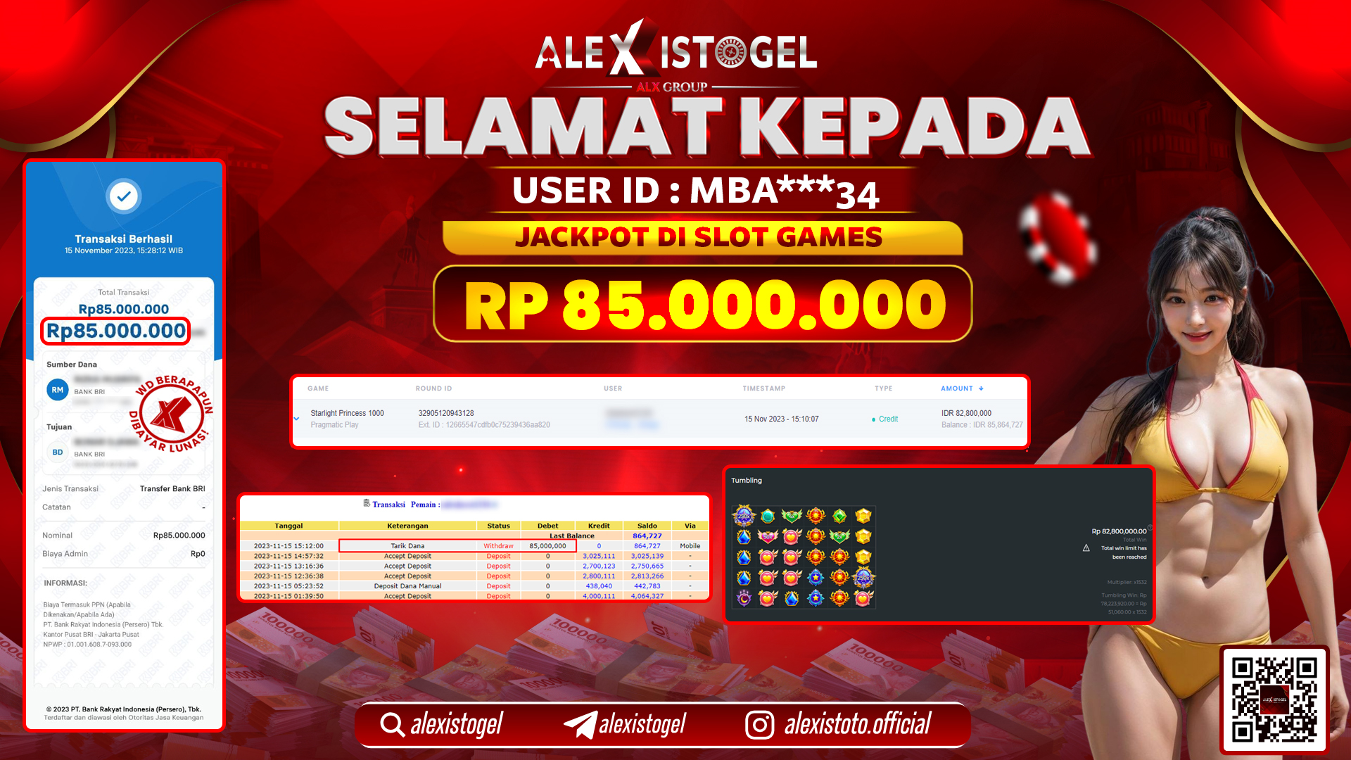 ALEXISTOGEL JACKPOT SLOT GAMES RP. 85.000.000 LUNAS