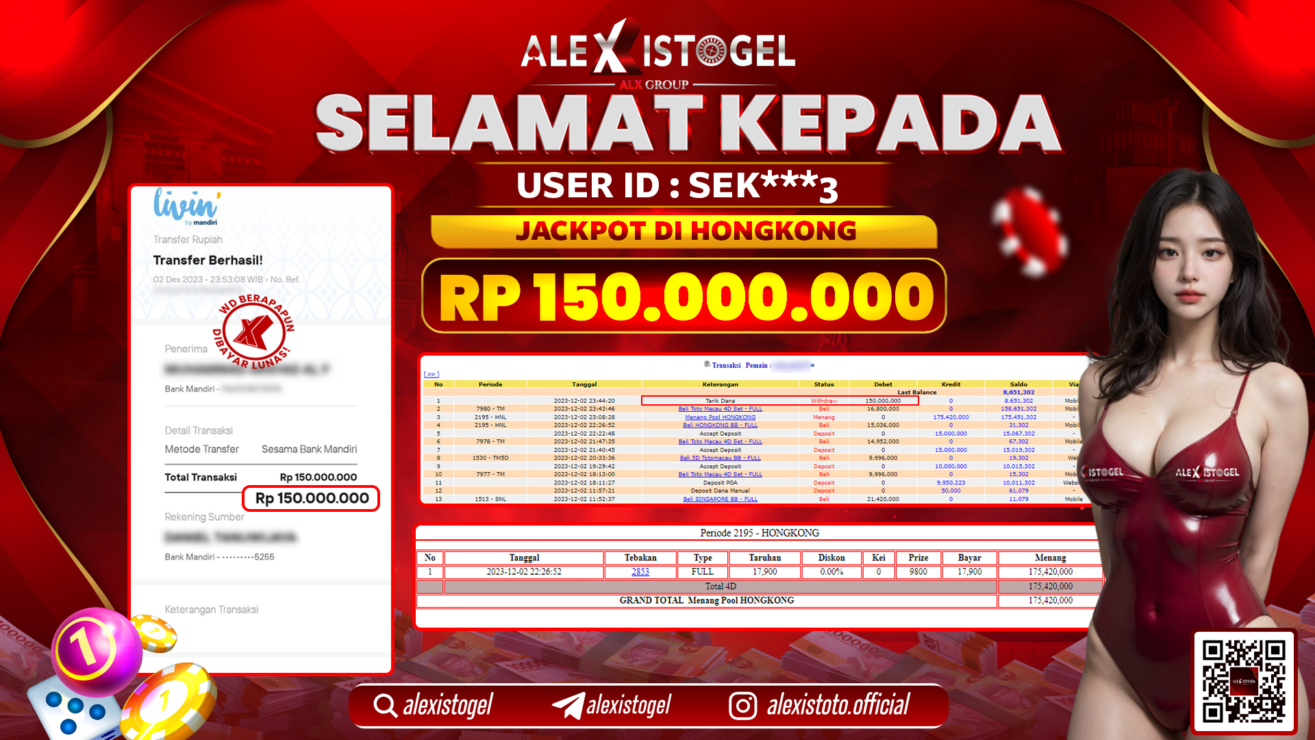 ALEXISTOGEL JACKPOT SLOT GAMES RP. 150.000.000 LUNAS