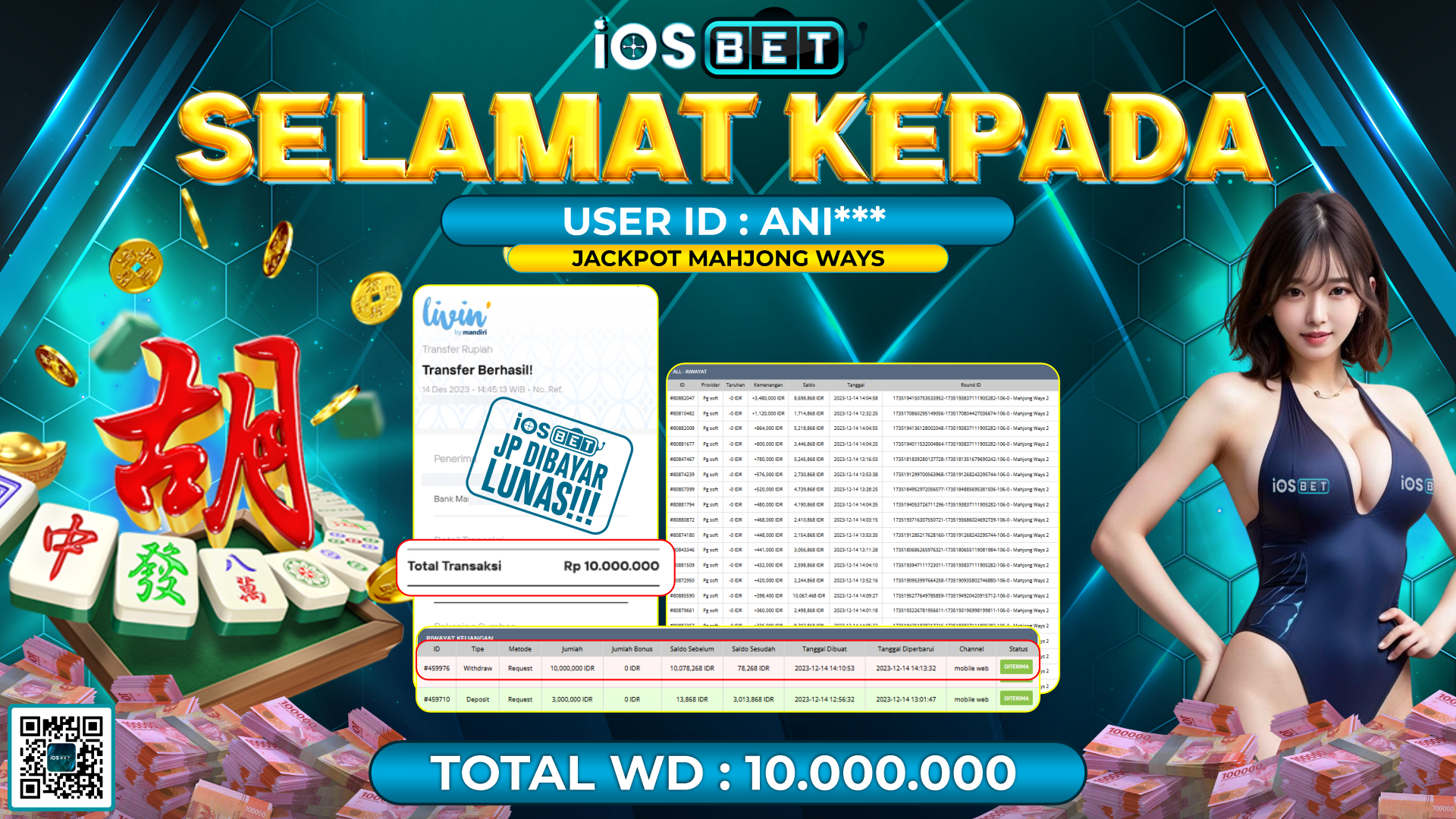 Bukti Pembayaran LUNAS SLOT GAMES GACOR Rp.10.000.000,-
