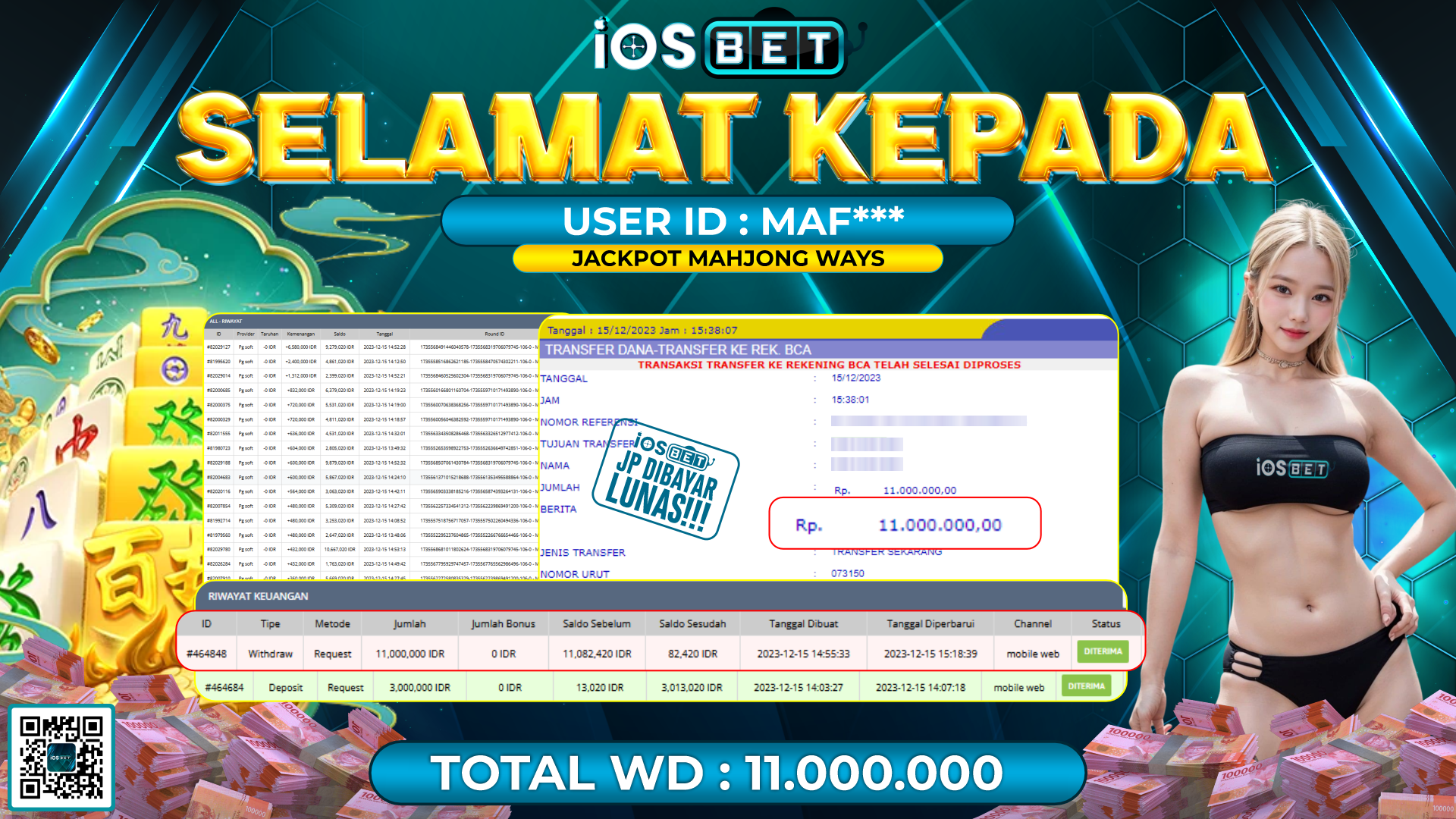 Bukti Pembayaran LUNAS SLOT GAMES GACOR Rp.11.000.000,-