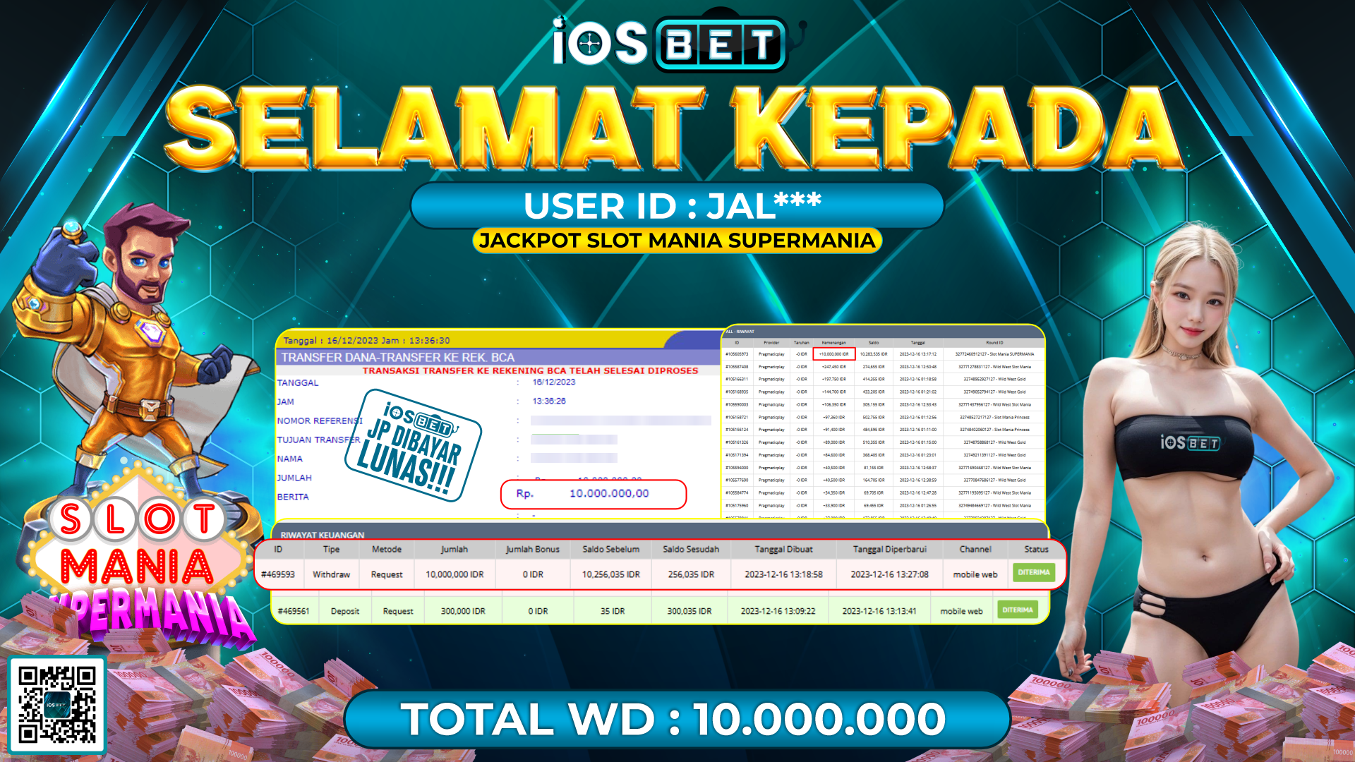 Bukti Pembayaran LUNAS SLOT GAMES GACOR Rp.10.000.000,-