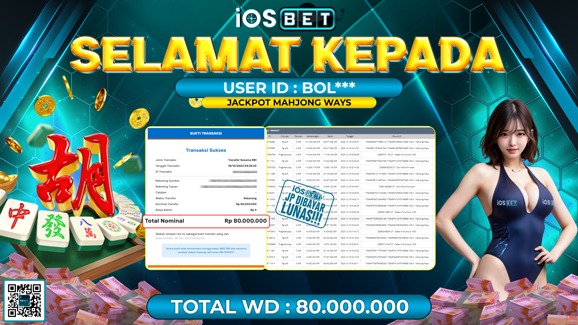 Bukti Pembayaran LUNAS SLOT GAMES GACOR Rp.80.000.000,-