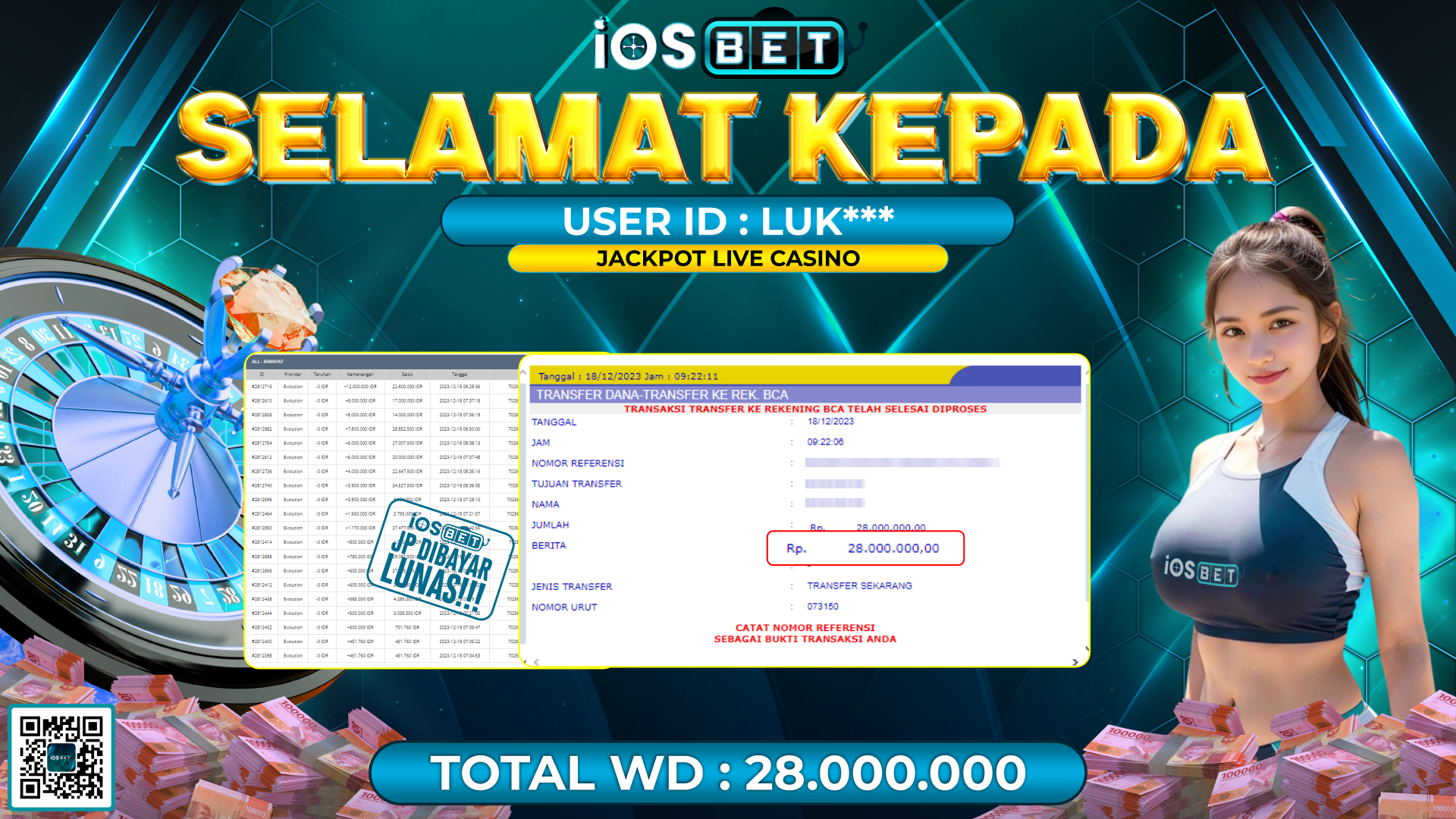Bukti Pembayaran LUNAS LIVE GAMES GACOR Rp. 28.000.000,-
