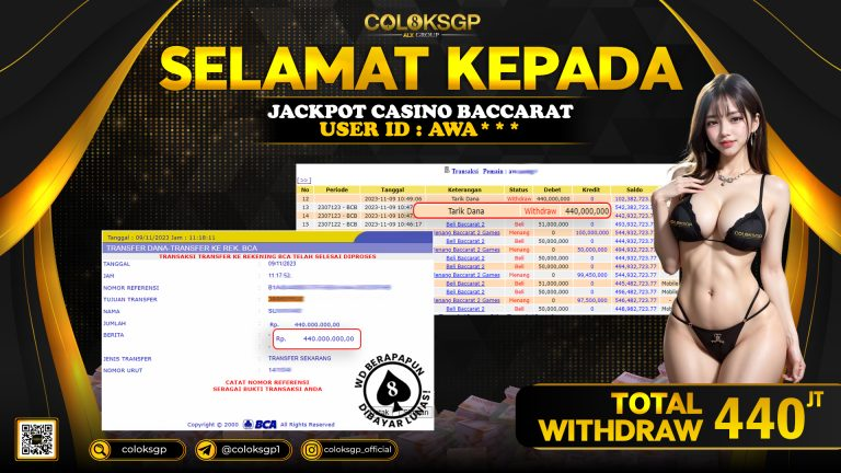 COLOKSGP JACKPOT BACCARAT GAMES RP 440.000.000 LUNAS