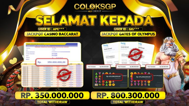 COLOKSGP JACKPOT SLOT GAMES RP 800.300.000 LUNAS