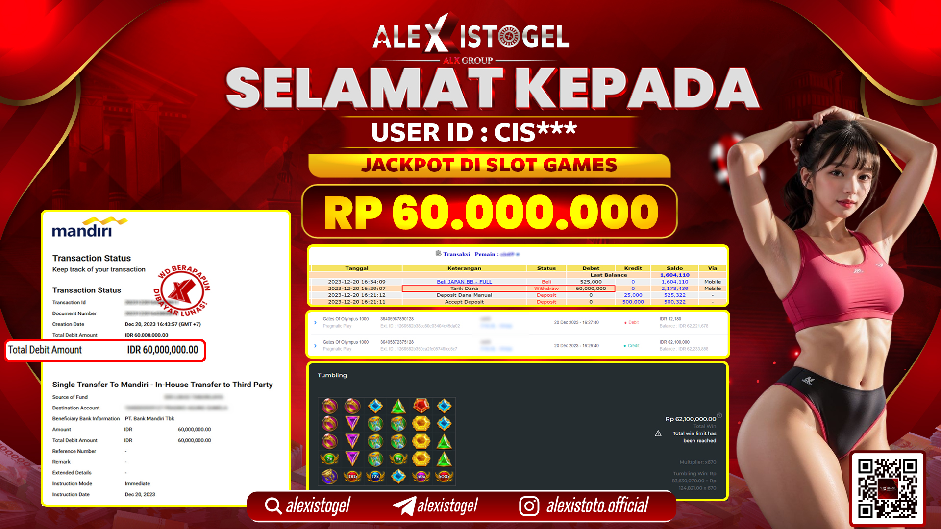 ALEXISTOGEL JACKPOT SLOT GAMES RP. 60.000.000 LUNAS