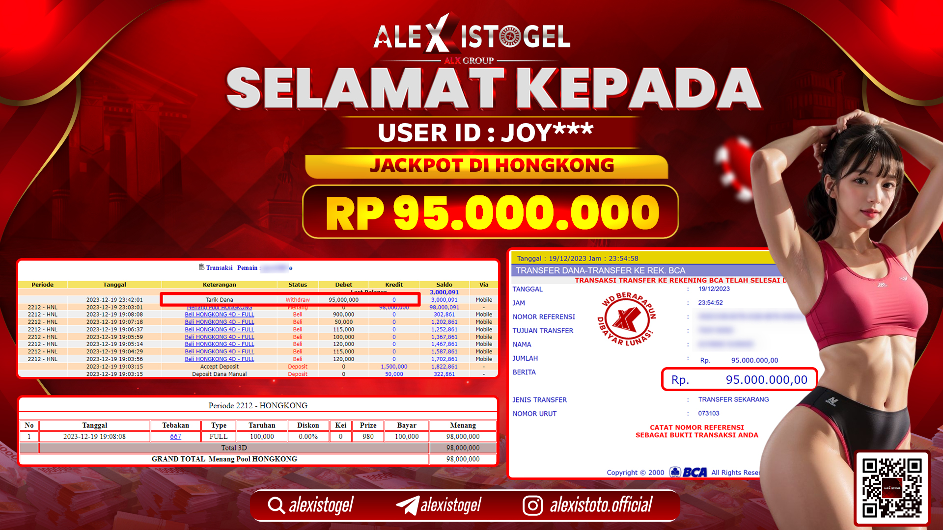 ALEXISTOGEL JACKPOT SLOT GAMES RP. 95.000.000 LUNAS