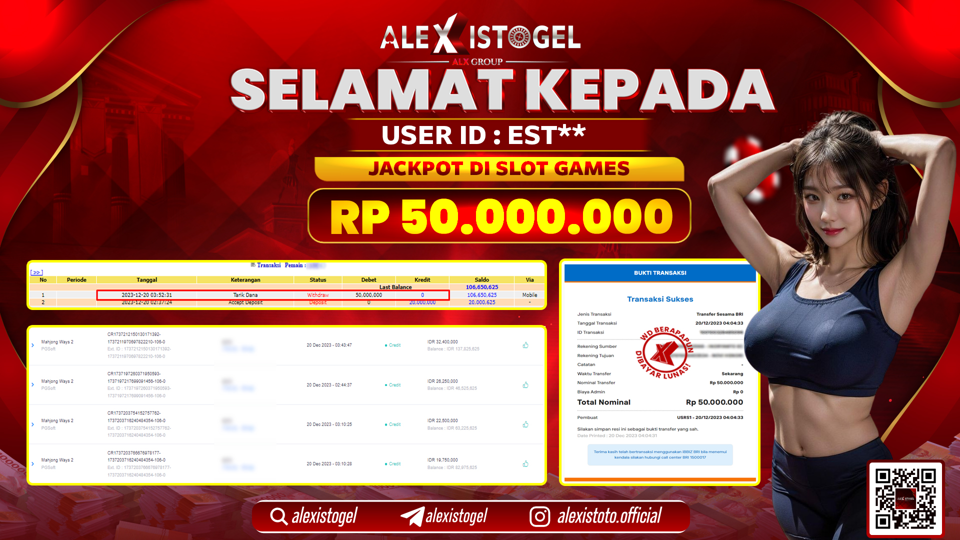 ALEXISTOGEL JACKPOT SLOT GAMES RP. 50.000.000 LUNAS