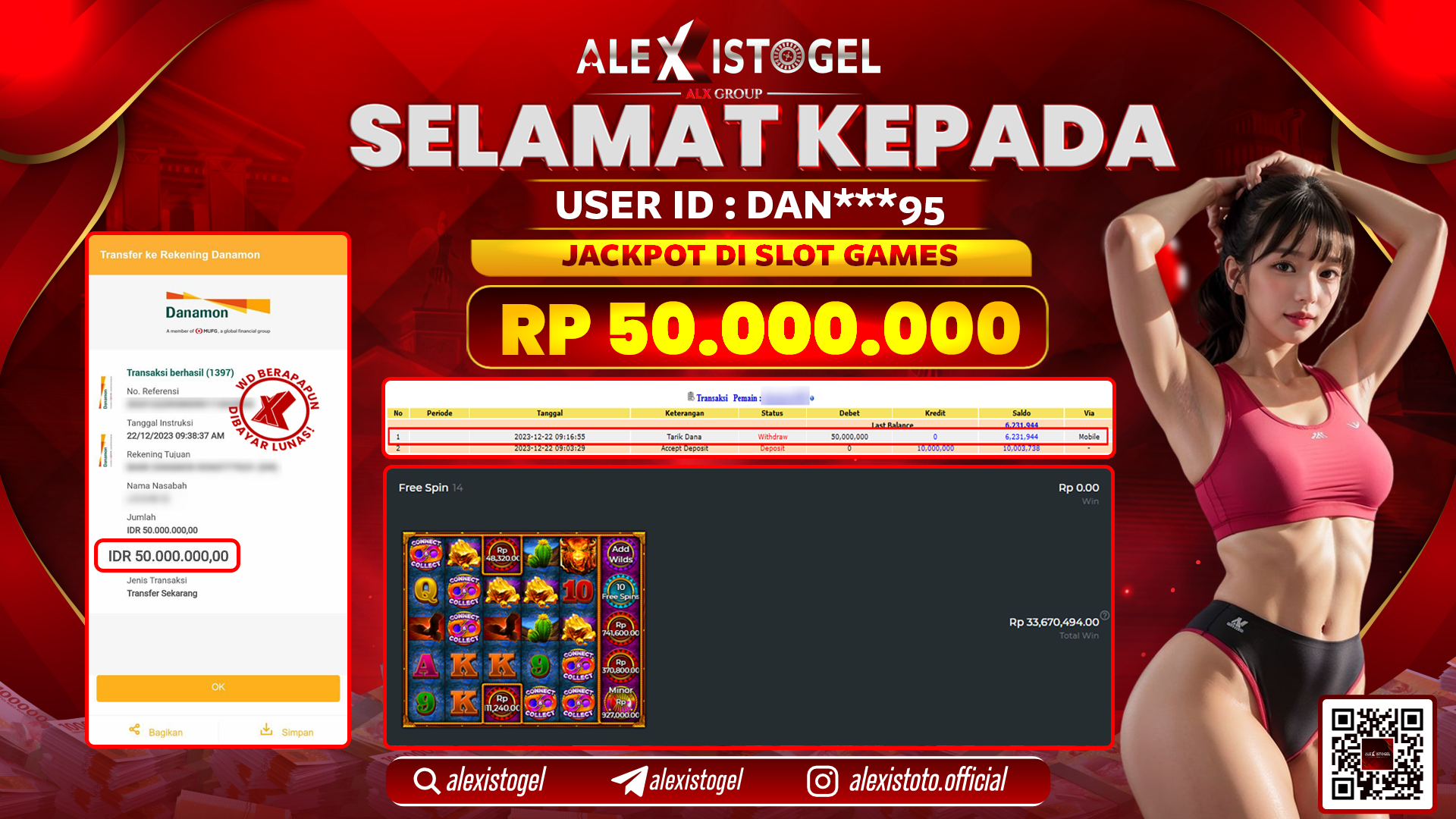 ALEXISTOGEL JACKPOT SLOT GAMES RP. 50.000.000 LUNAS