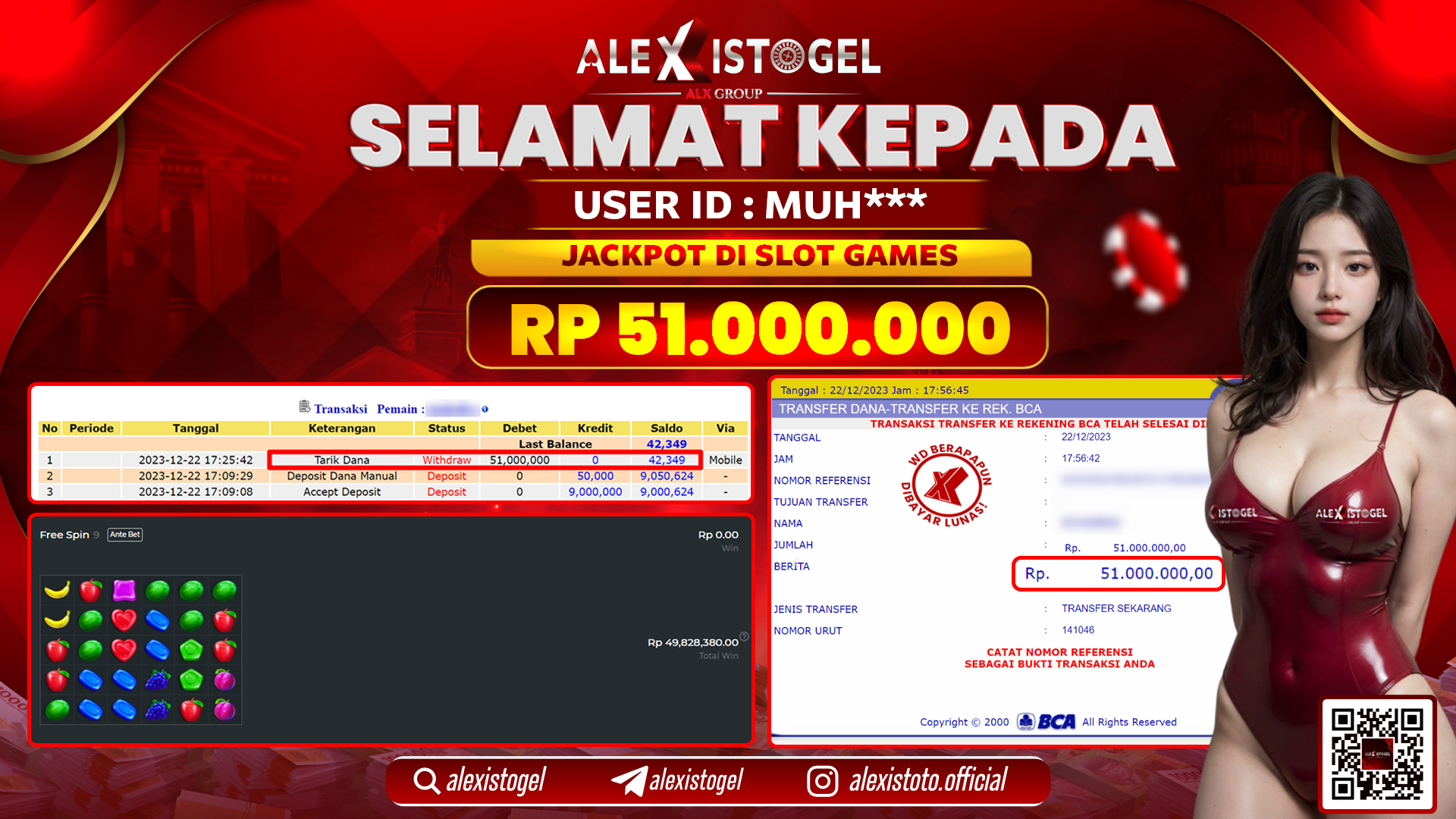 ALEXISTOGEL JACKPOT SLOT GAMES RP. 51.000.000 LUNAS