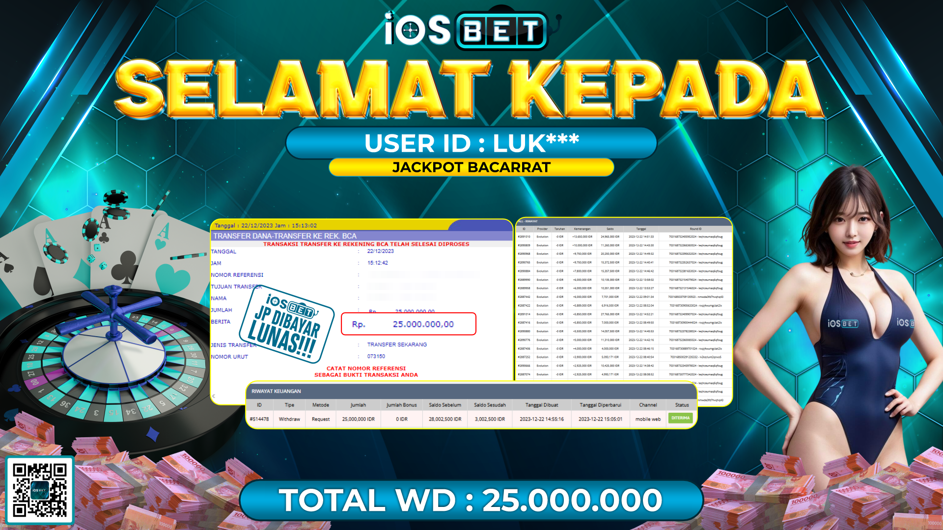 Bukti Pembayaran LUNAS LIVE GAMES GACOR Rp. 25.000.000,-
