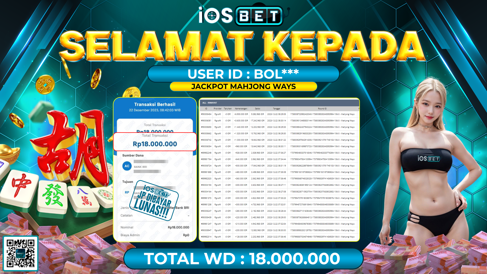 Bukti Pembayaran LUNAS SLOT GAMES GACOR Rp. 18.000.000,-