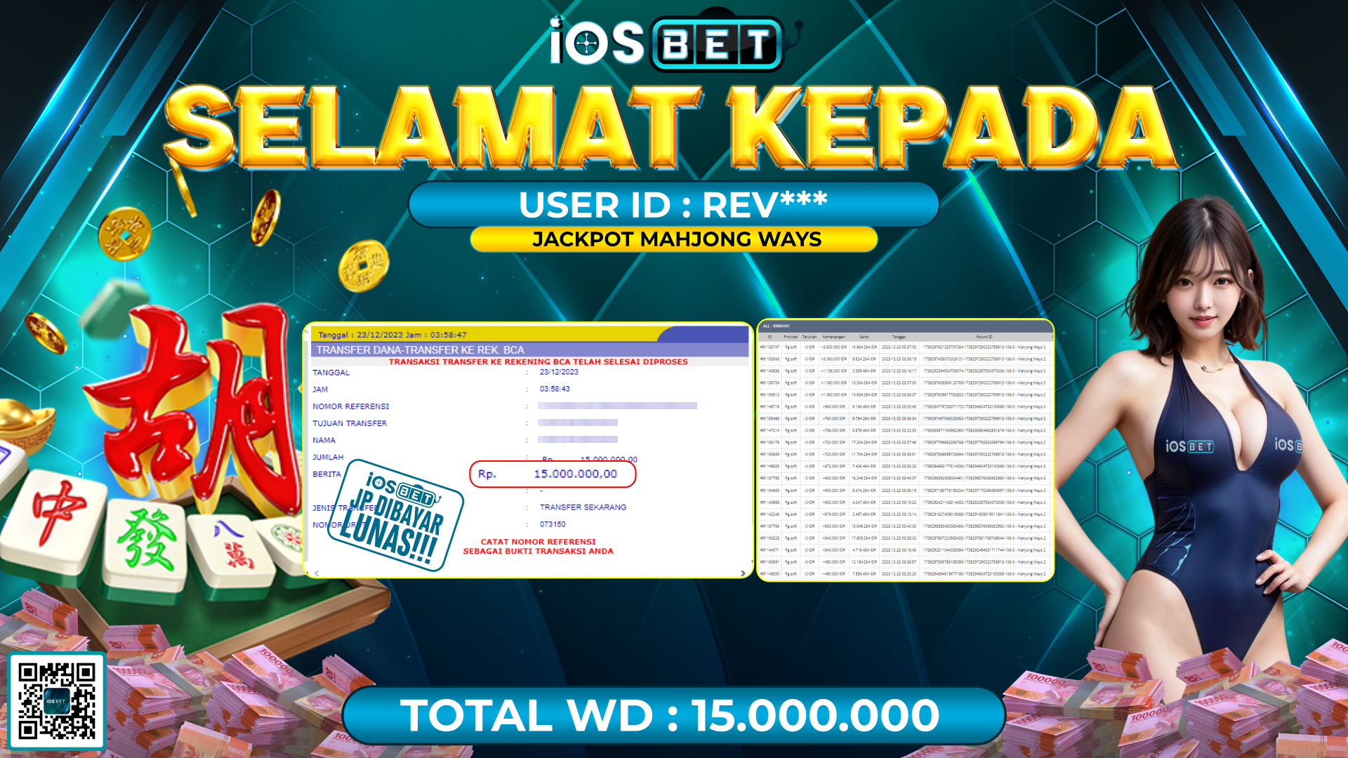 Bukti Pembayaran LUNAS SLOT GAMES GACOR Rp. 15.000.000,-