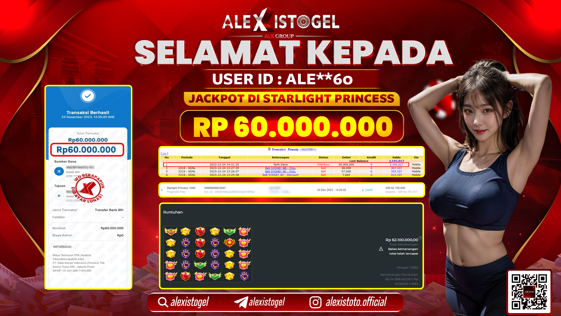 ALEXISTOGEL JACKPOT SLOT GAMES RP. 60.000.000 LUNAS