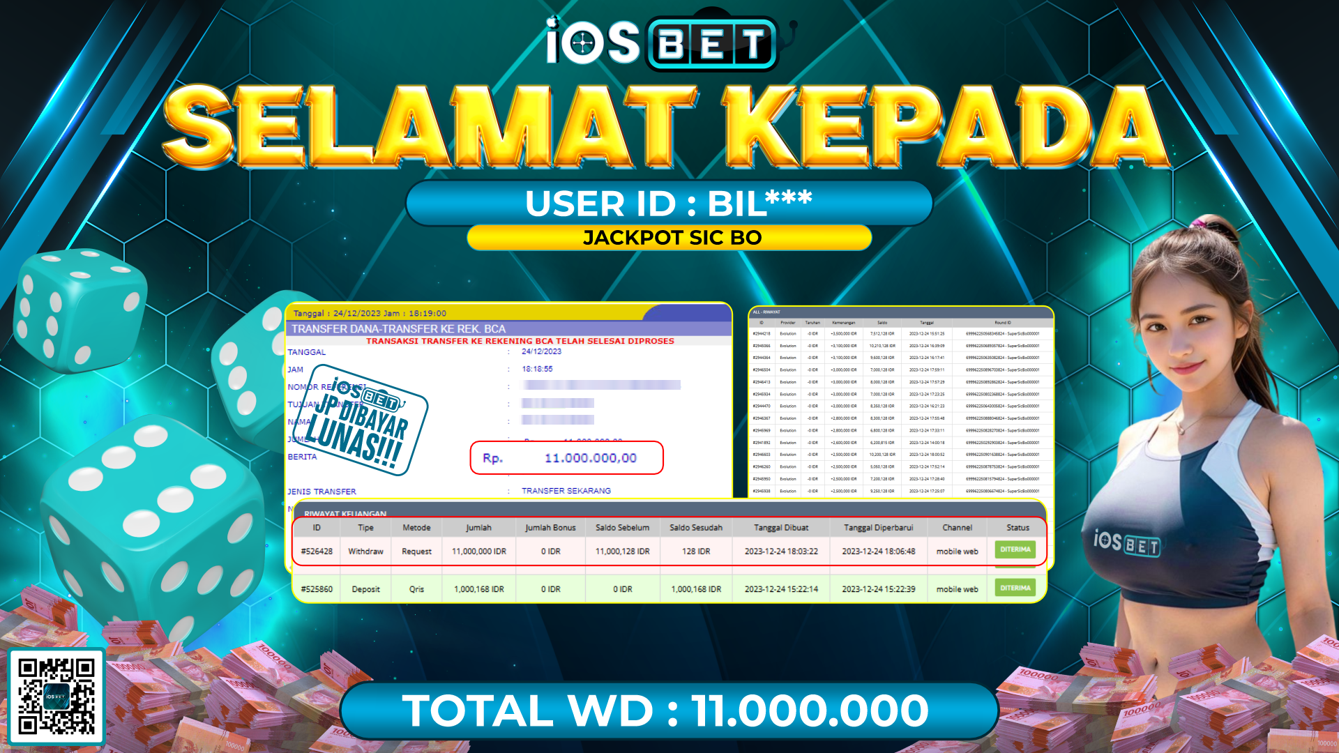 Bukti Pembayaran LUNAS LIVE GAMES GACOR Rp.11.000.000,-