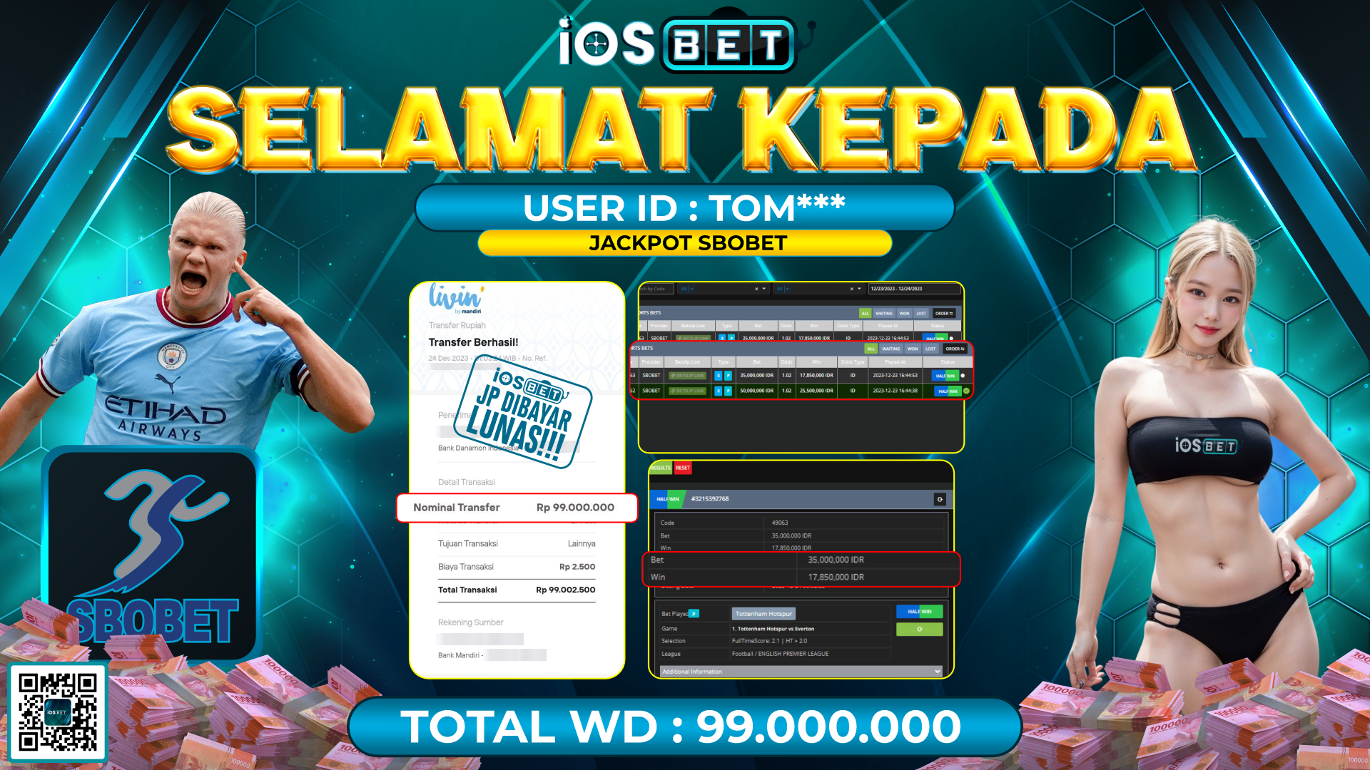 Bukti Pembayaran LUNAS PARLAY GAMES GACOR Rp. 99.000.000,-