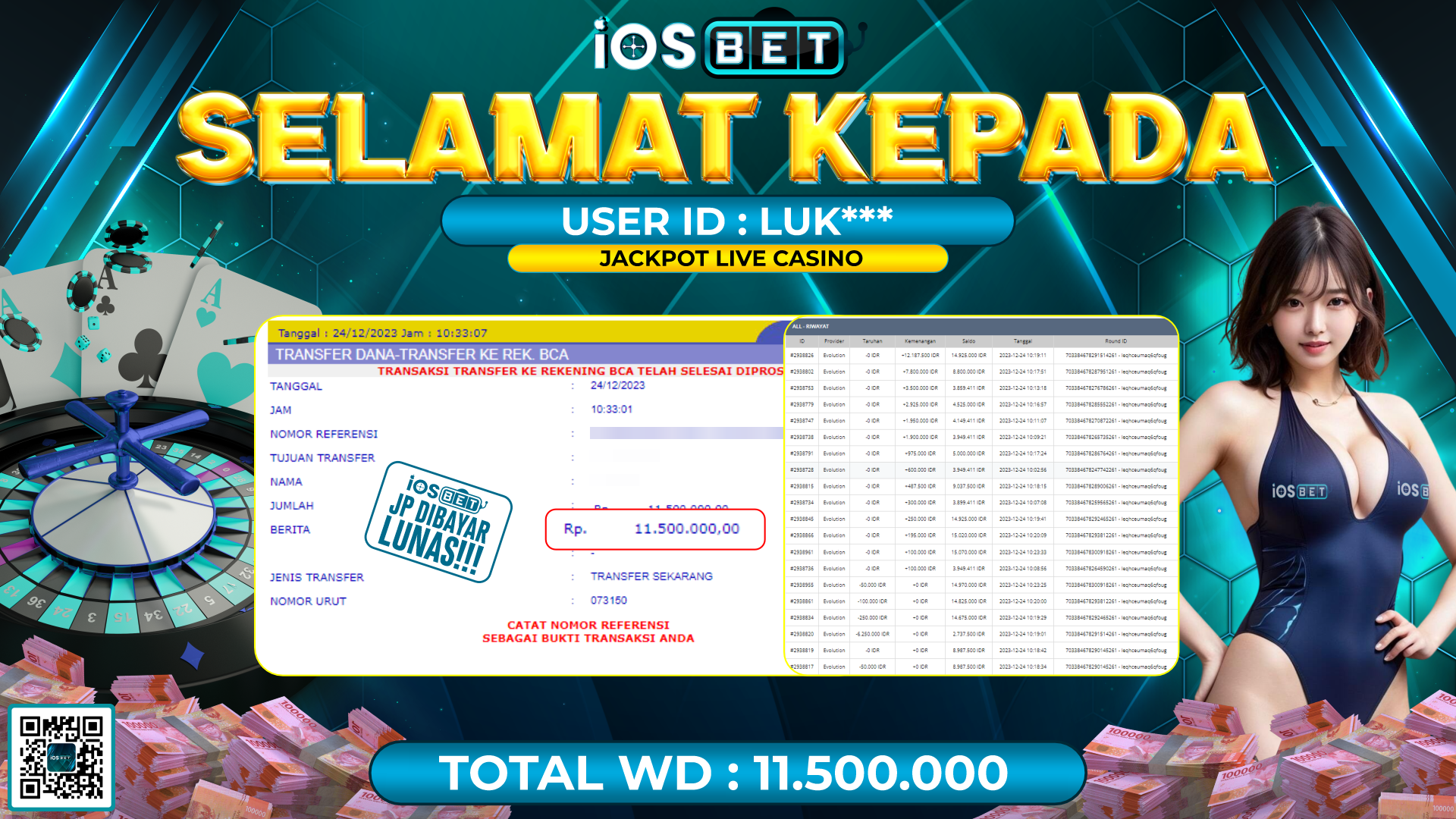 Bukti Pembayaran LUNAS LIVE GAMES GACOR Rp. 10.500.000,-