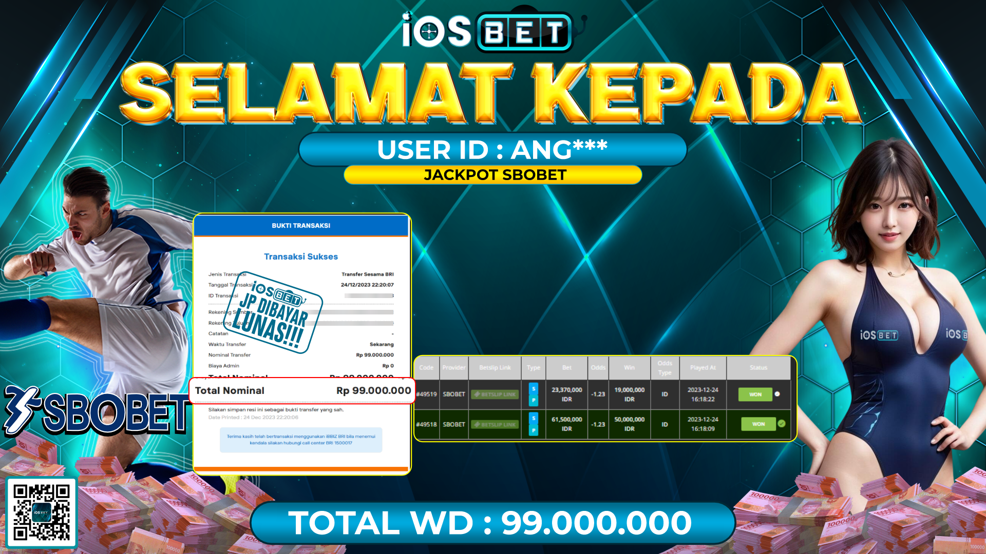Bukti Pembayaran LUNAS PARLAY GAMES GACOR Rp. 99.000.000,-