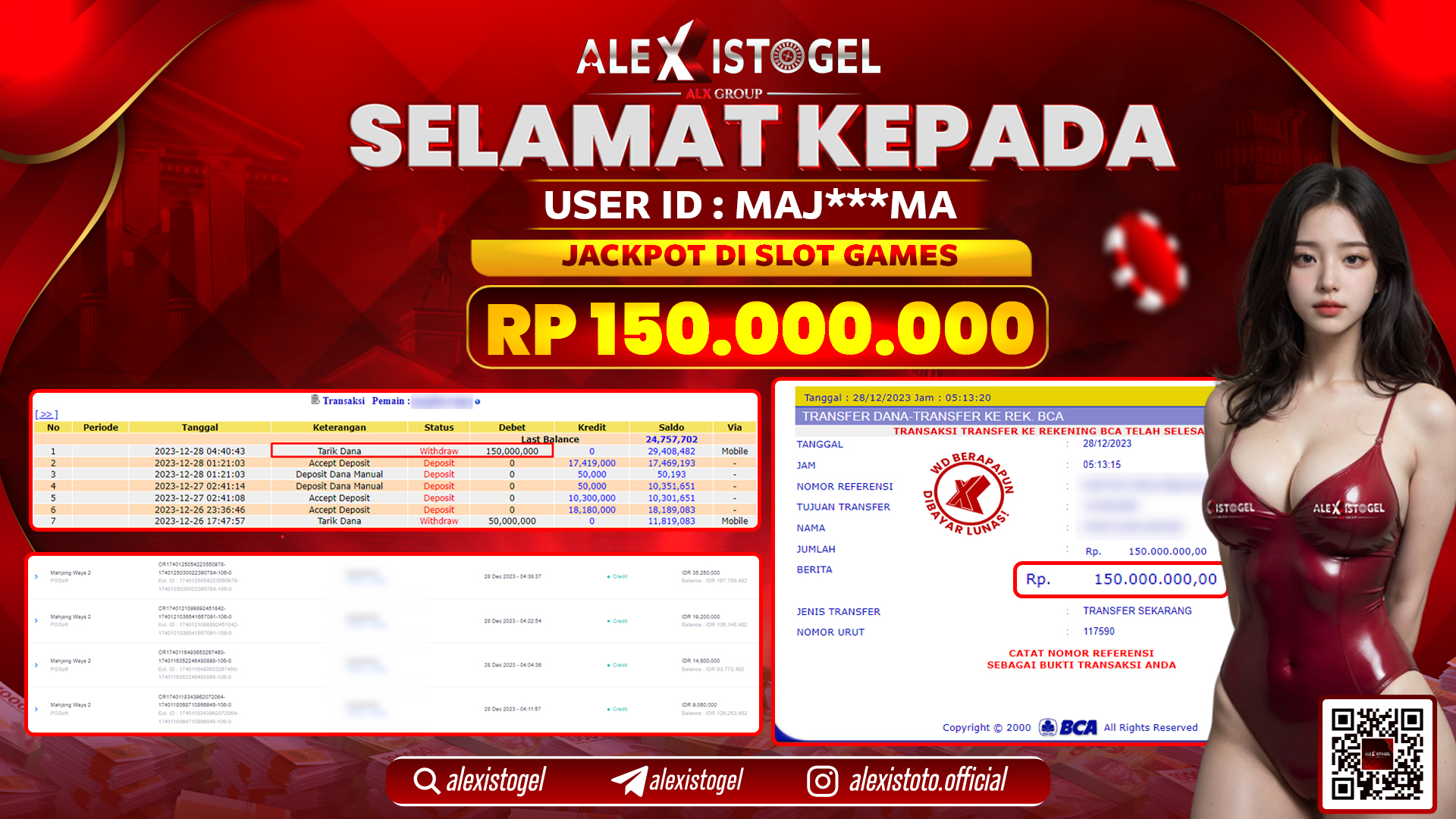 ALEXISTOGEL JACKPOT SLOT GAMES RP. 150.000.000 LUNAS