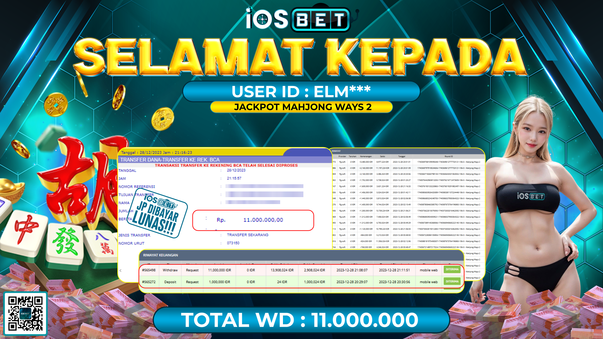 Bukti Pembayaran LUNAS SLOT GAMES GACOR Rp. 11.000.000,-